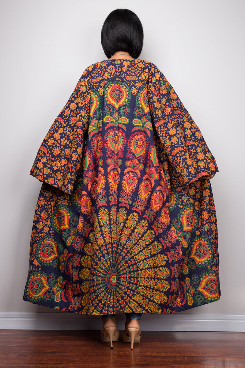 Boho Kimono Cardigan, Indian Cotton duster vest, Beach cover up – Nuichan