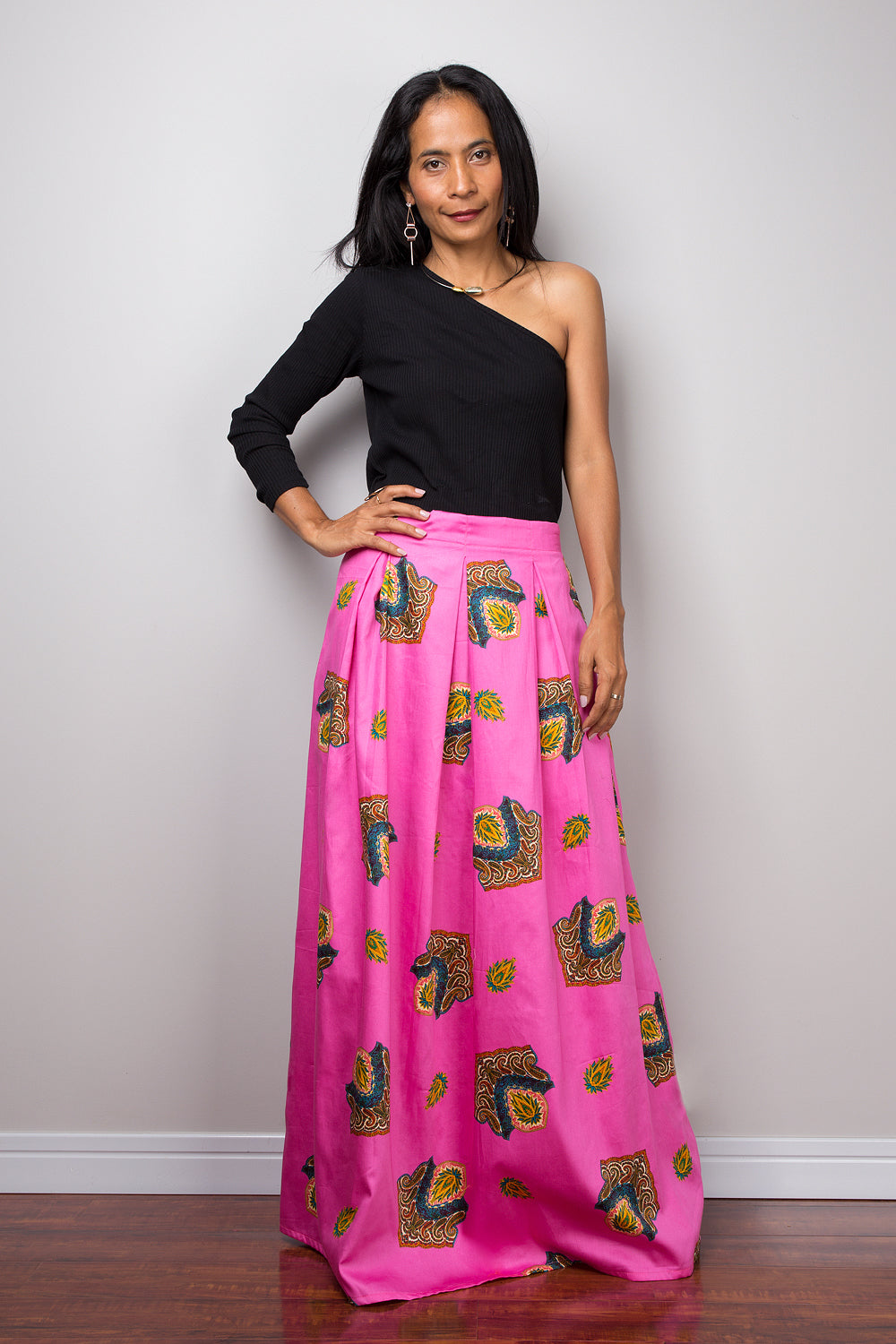 Pink maxi skirt Boho Skirt pink Skirt Maxi Skirt Summer skirt lon Nuichan