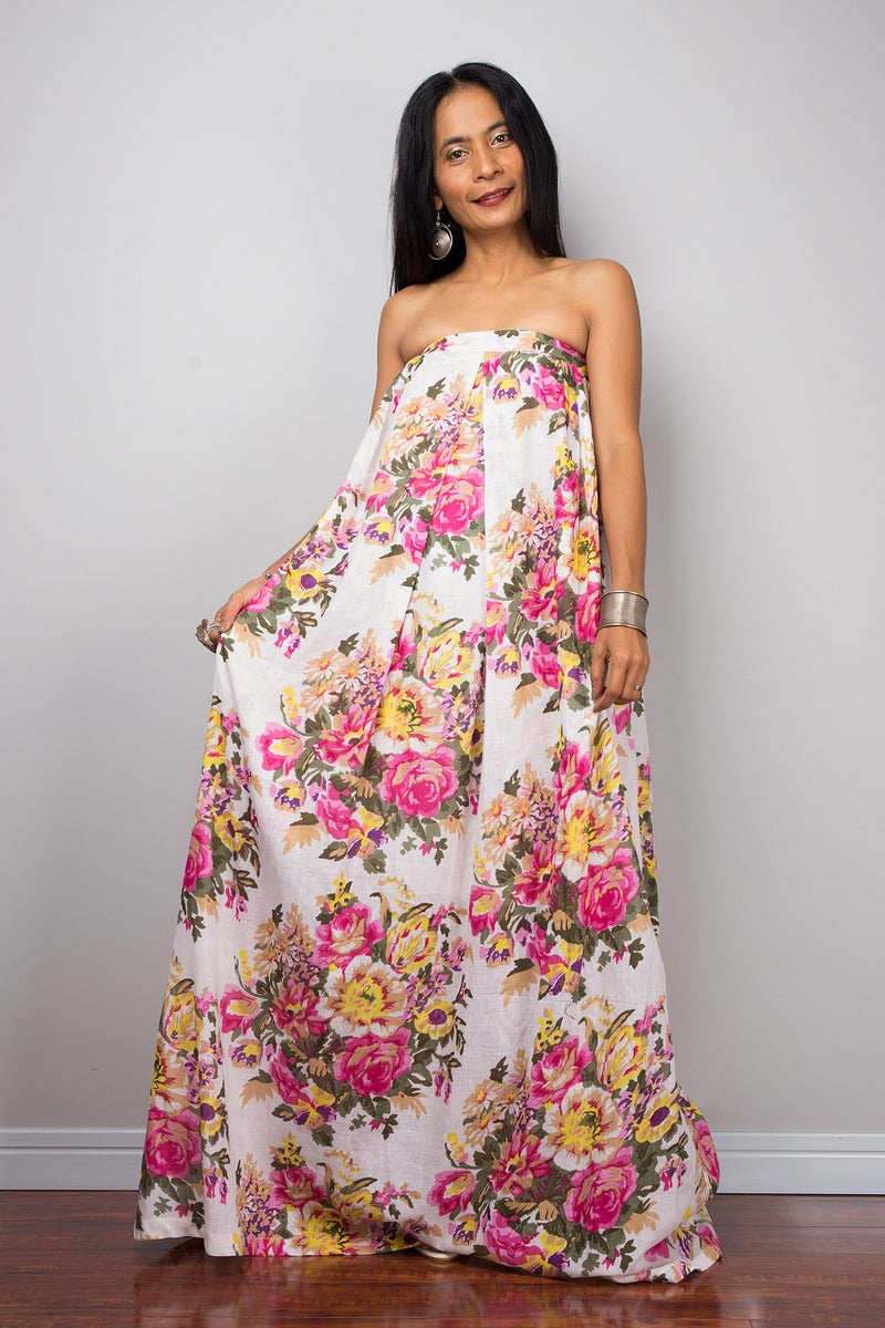 Floral dress Summer Dress Pink floral cotton dress sleeveless maxi