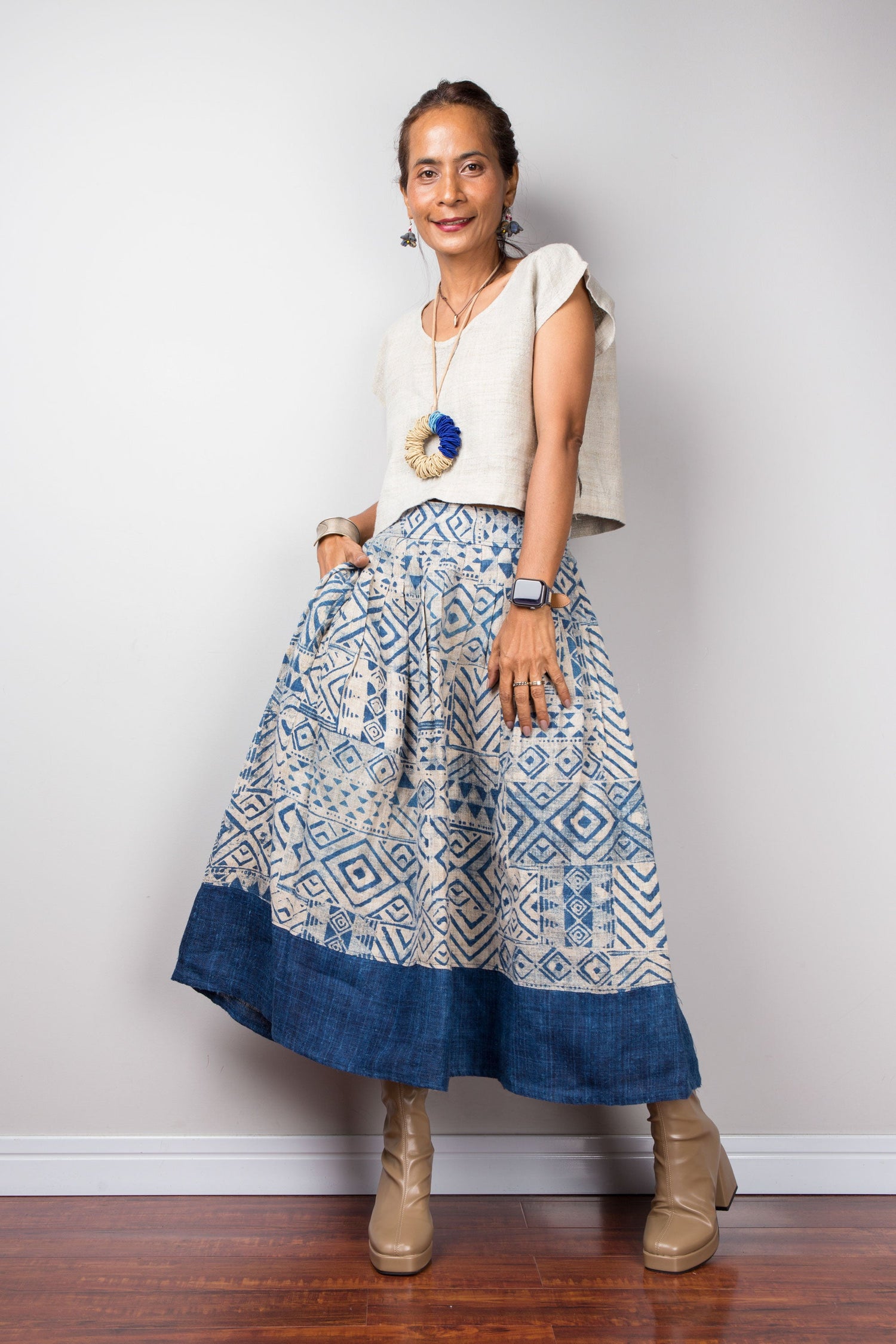 Organic Hemp Skirts | Stylish Indigo Hemp Skirts by Nuichan