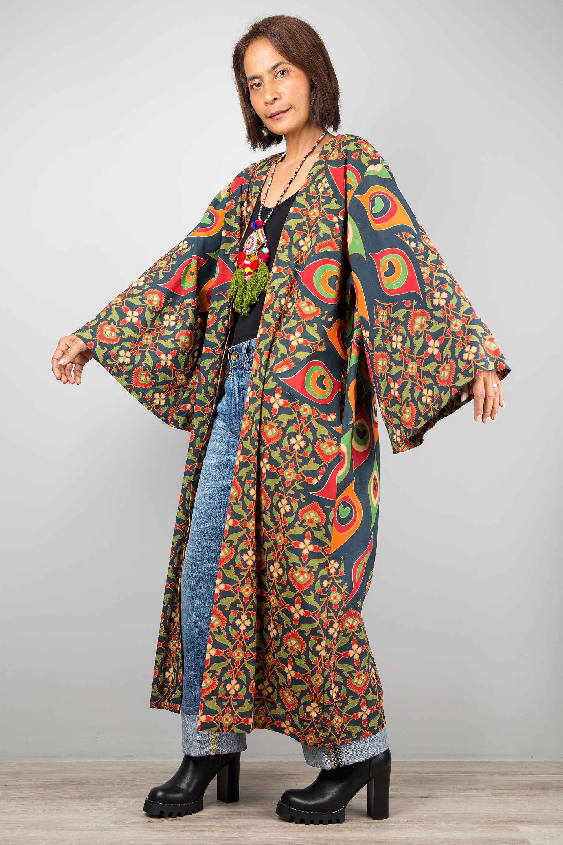 Mandala duster with pockets by Nuichan. Buy cotton cardigan online