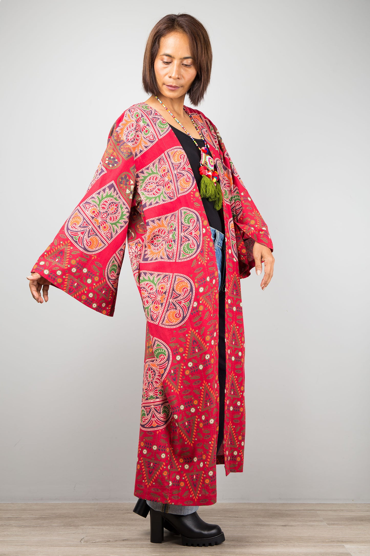 Mandala duster with pockets by Nuichan. Buy cotton cardigan online.