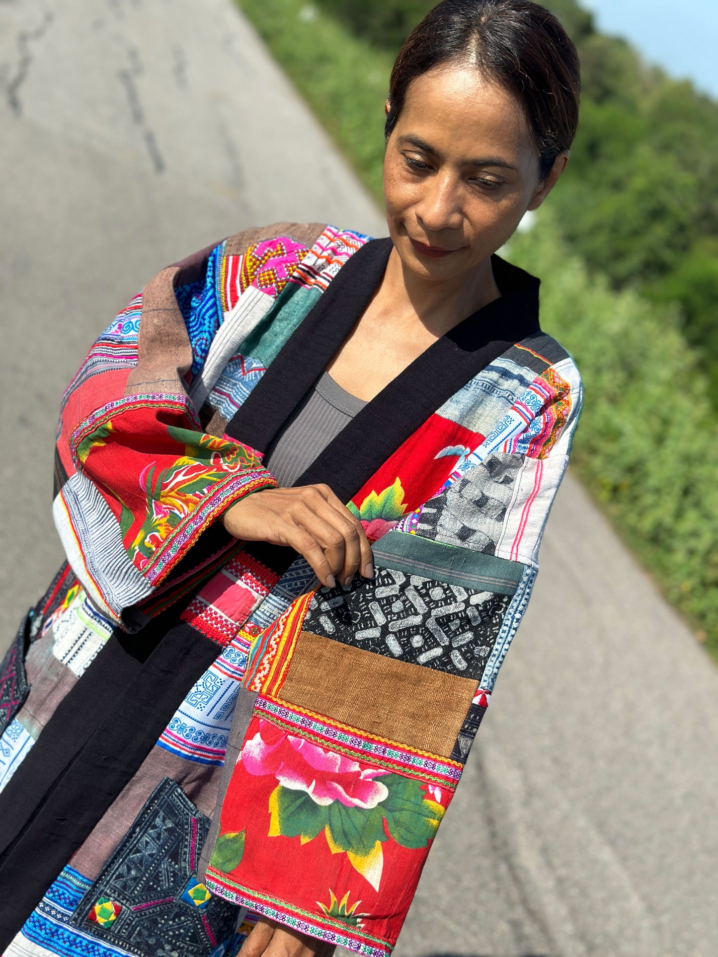 Hill tribe patchwork cardigan jacket