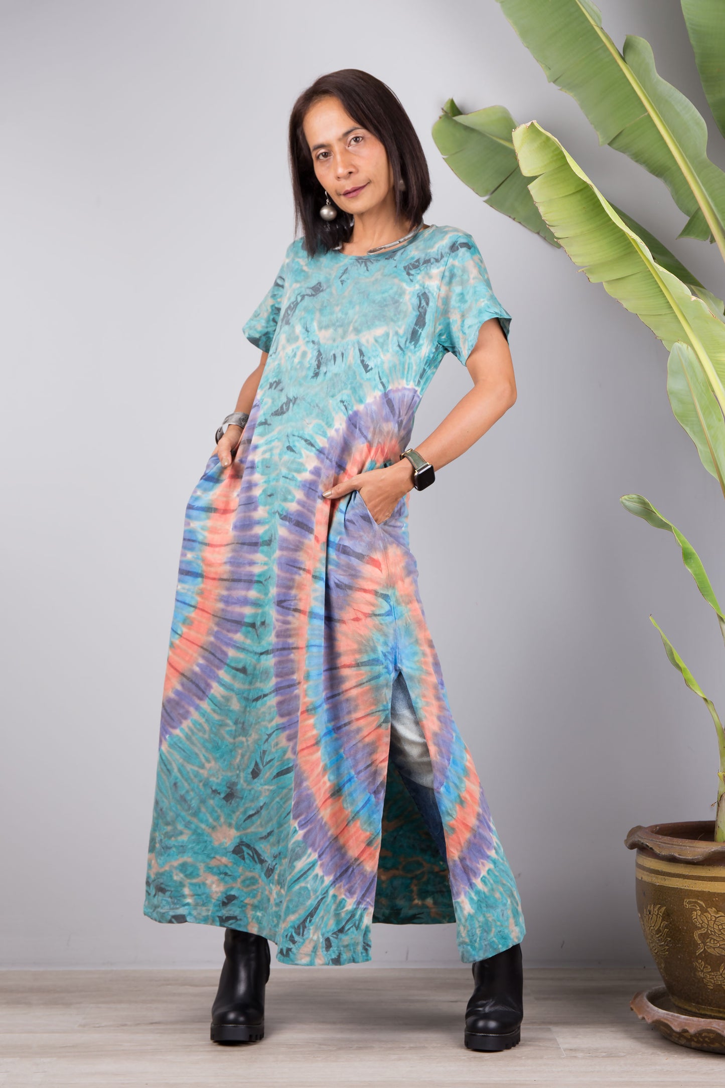 Tie dye split dress