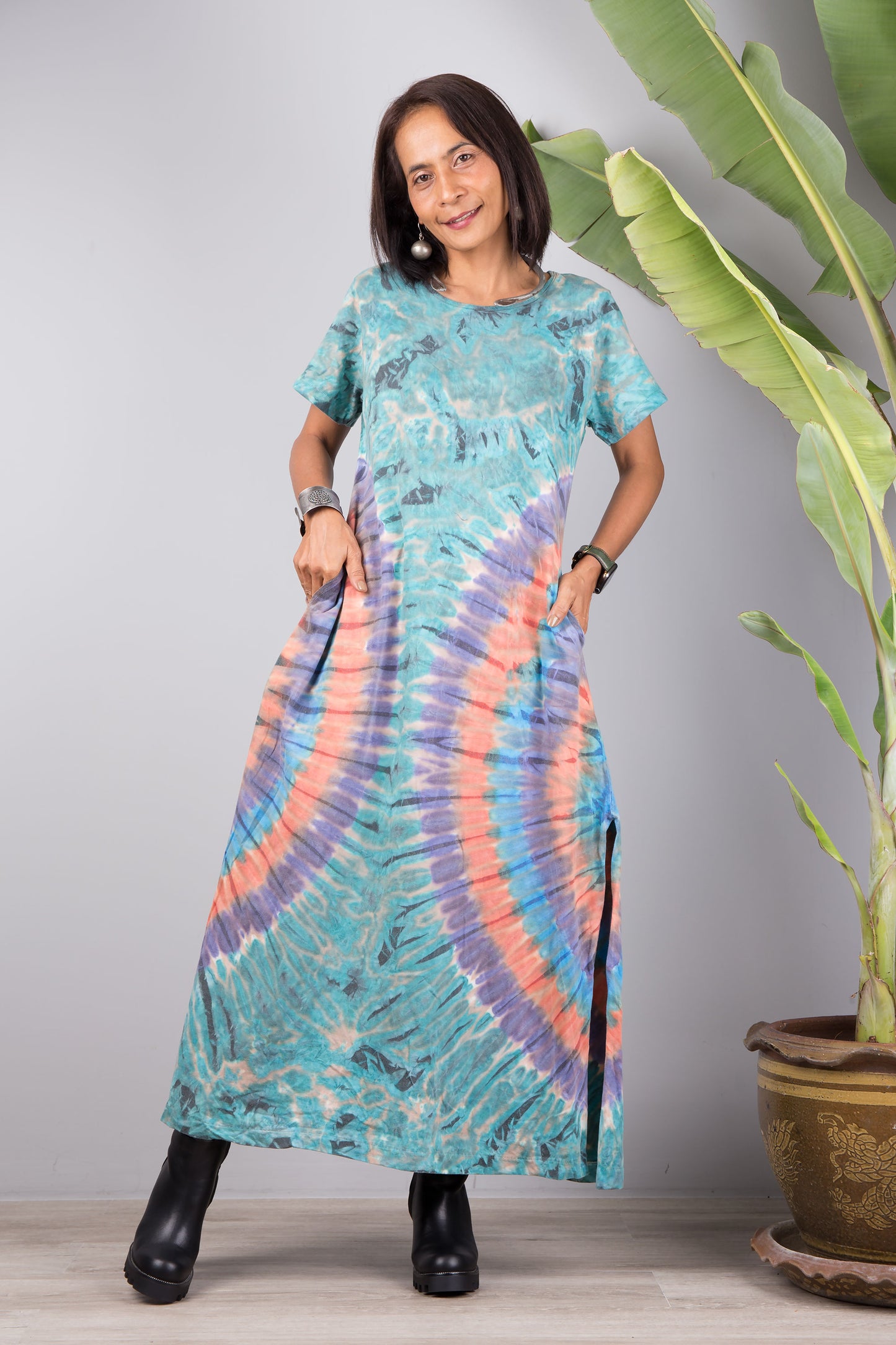 Tie dye split dress