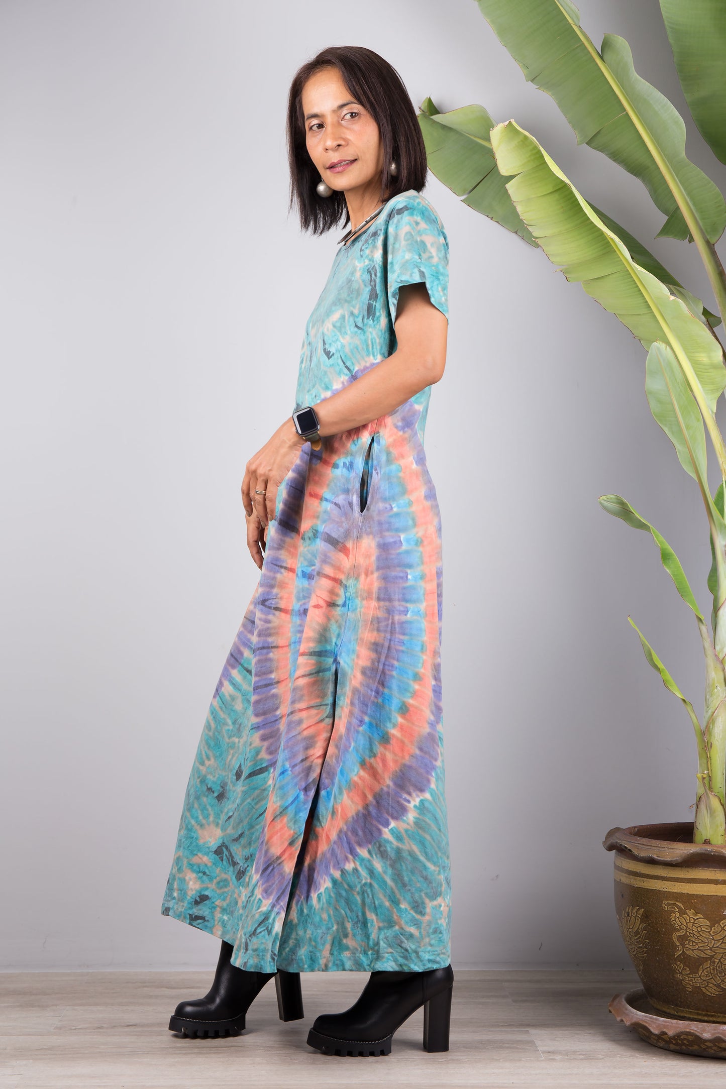 Tie dye split dress