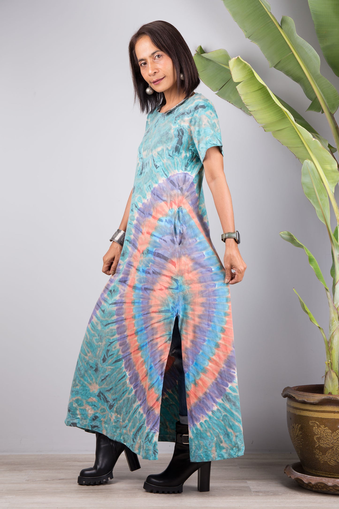 Tie dye split dress