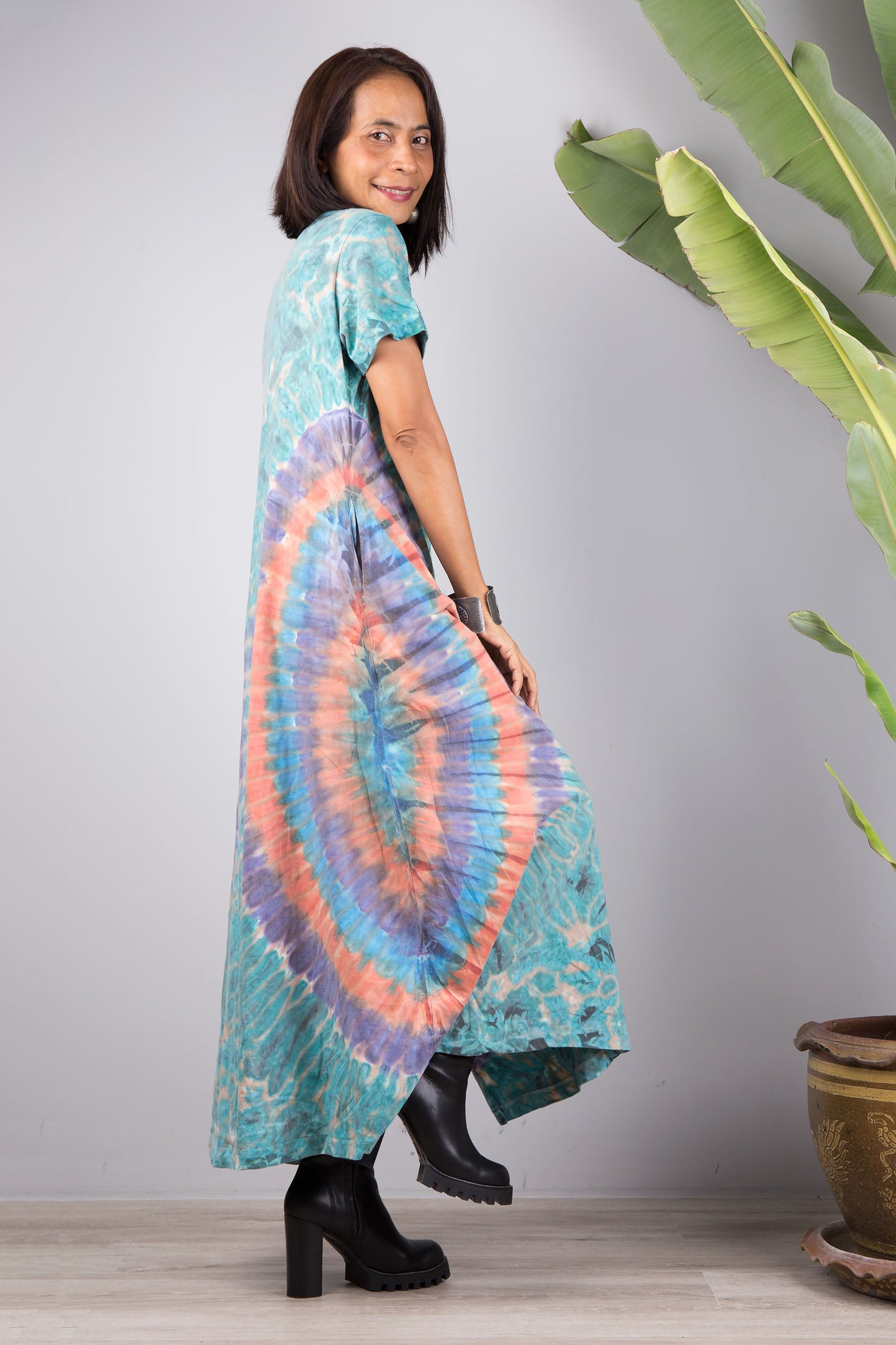 Tie dye split dress