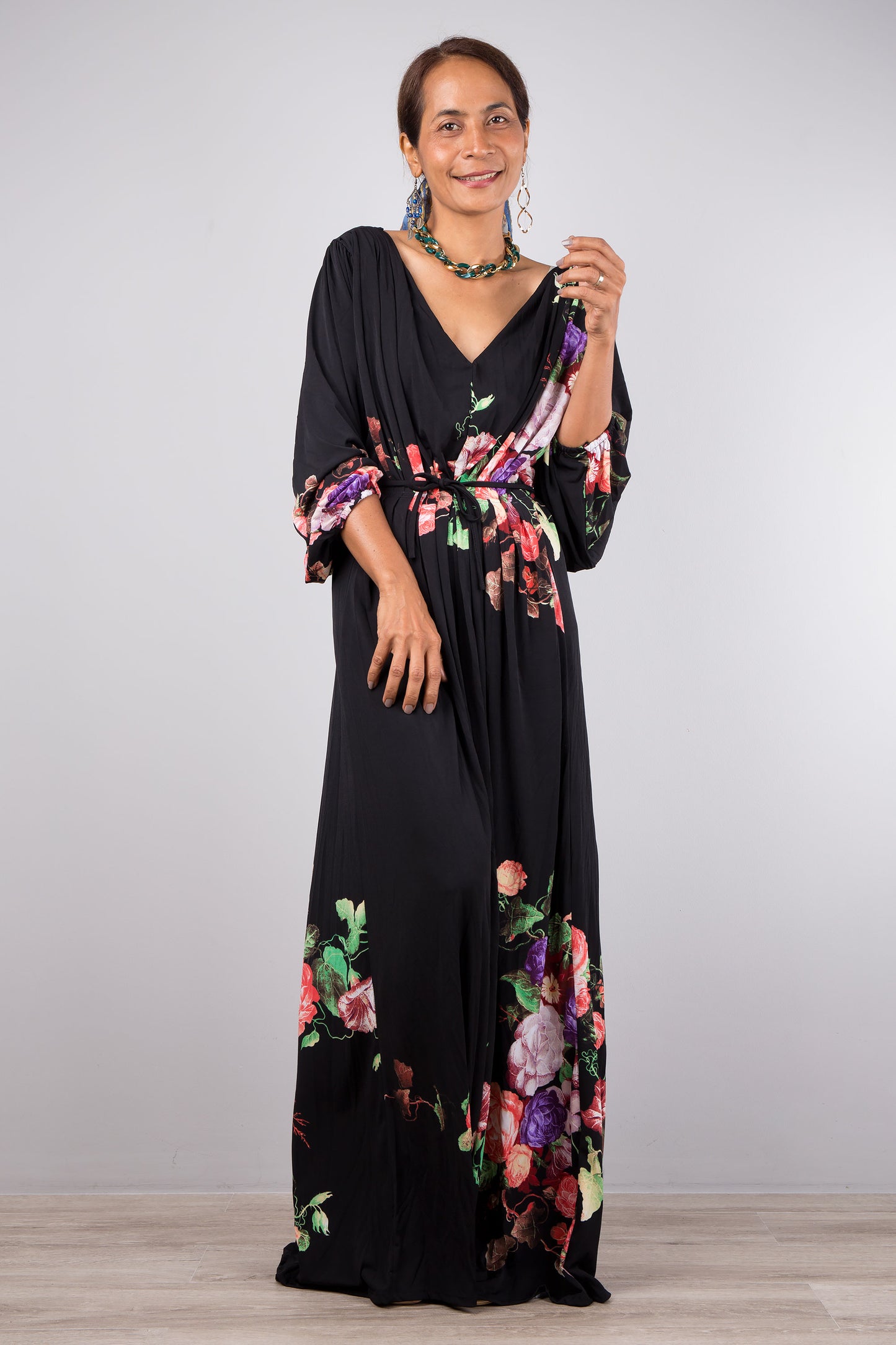 Nuichan women's maxi dress, boho chic evening dress with long sleeves