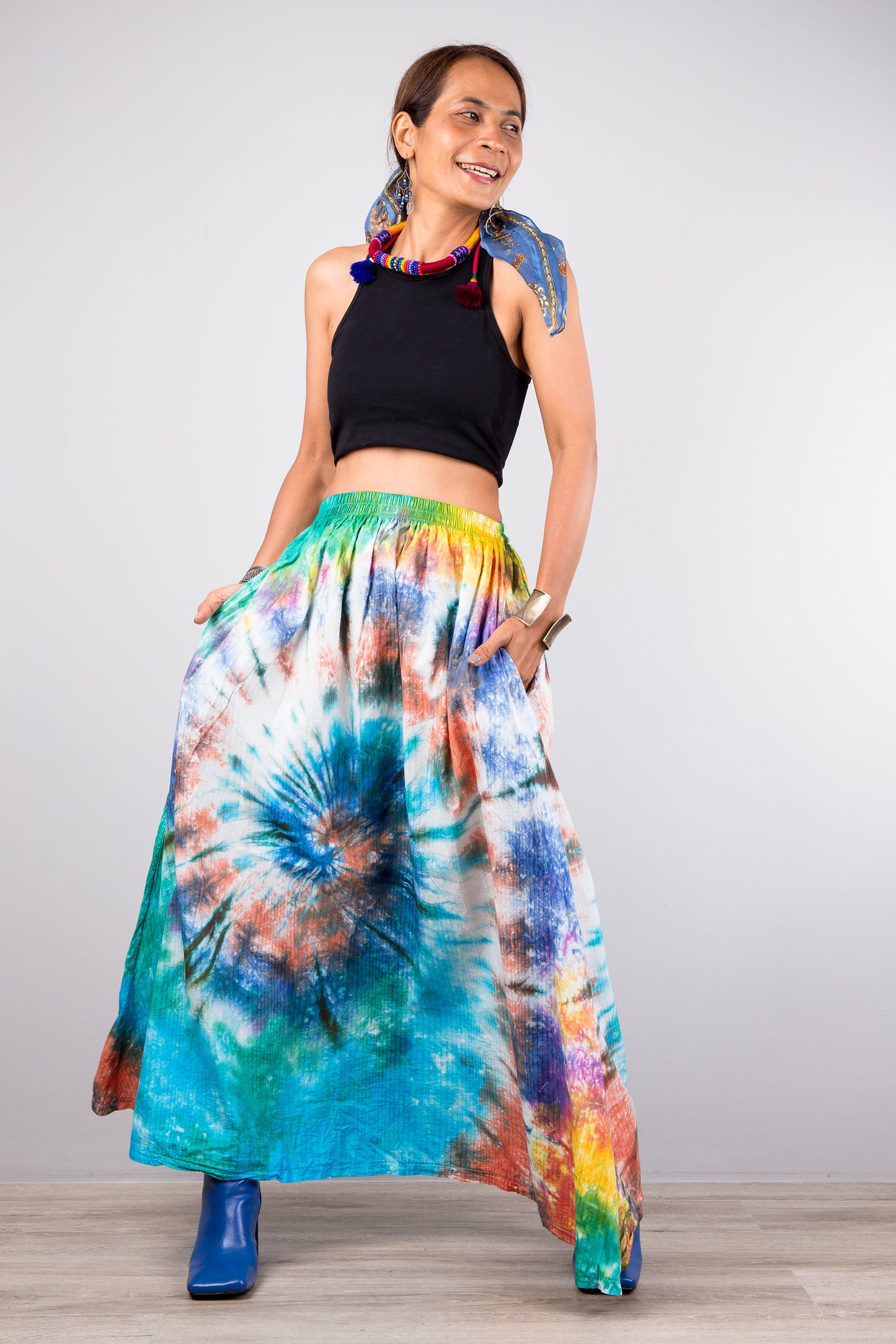 Nuichan Women's Tie dye skirt | Hippie maxi skirt online