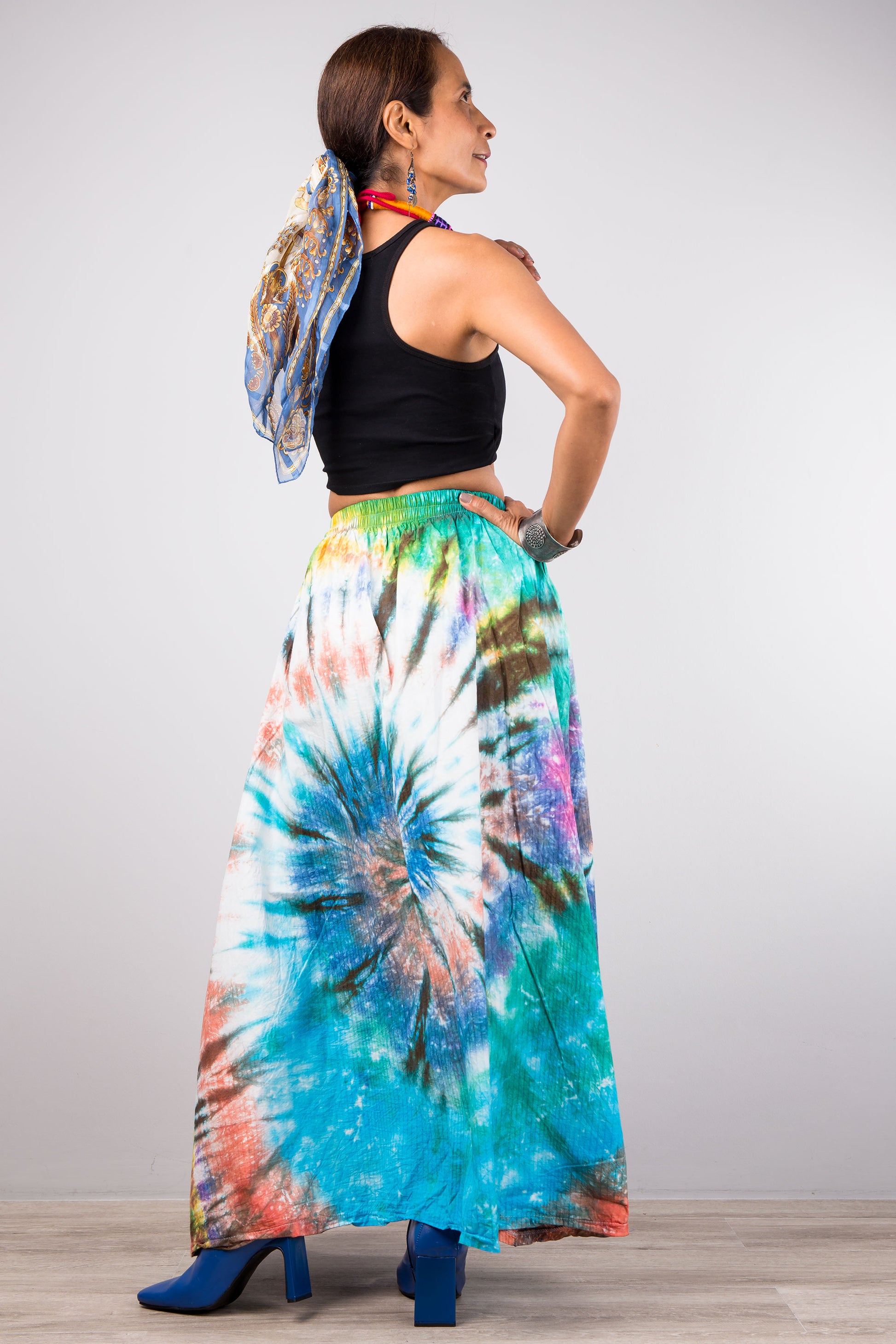 Nuichan Women's Tie dye skirt | Hippie maxi skirt online