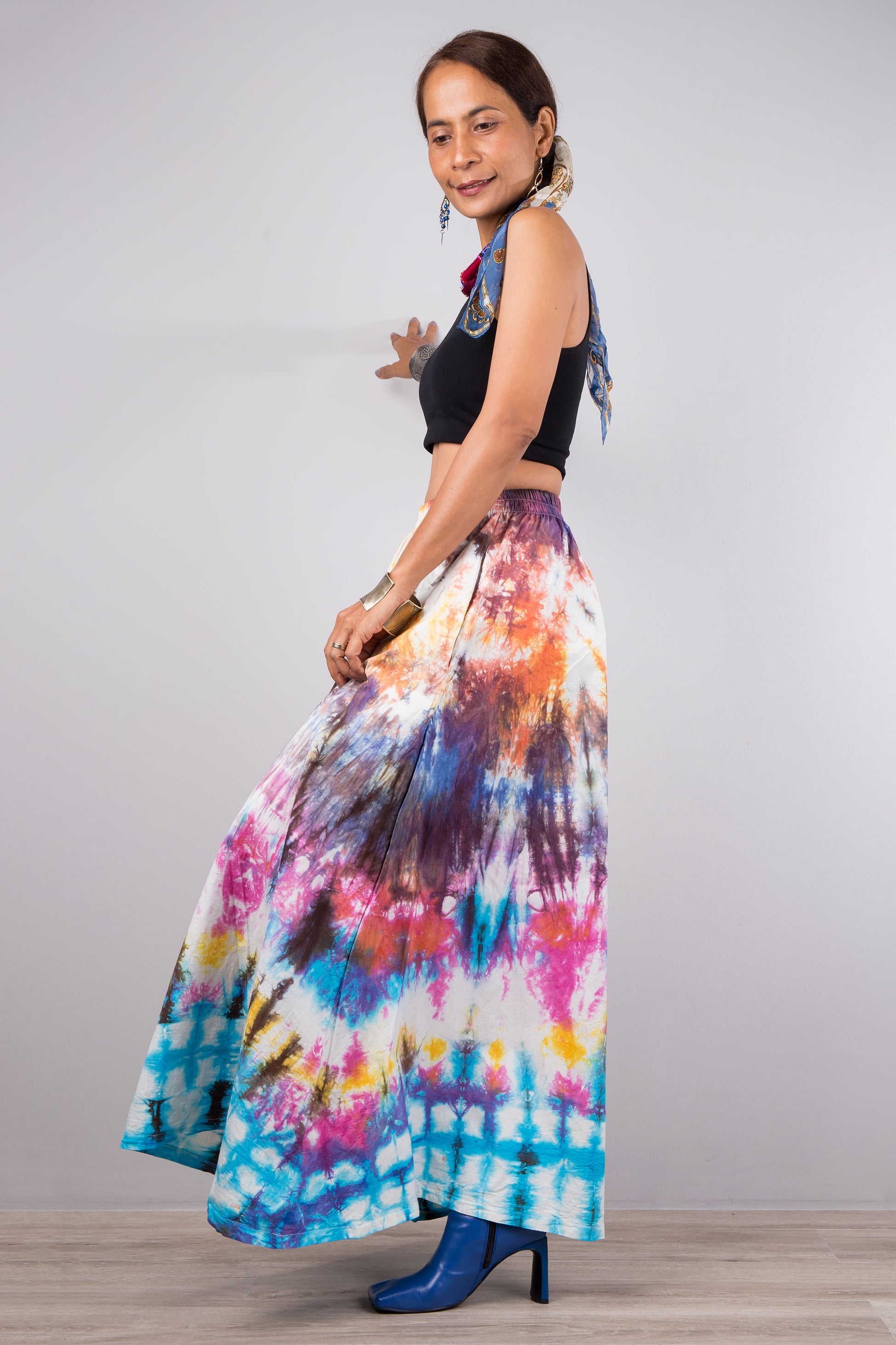 Nuichan Women's Tie dye skirt | Hippie maxi skirt online