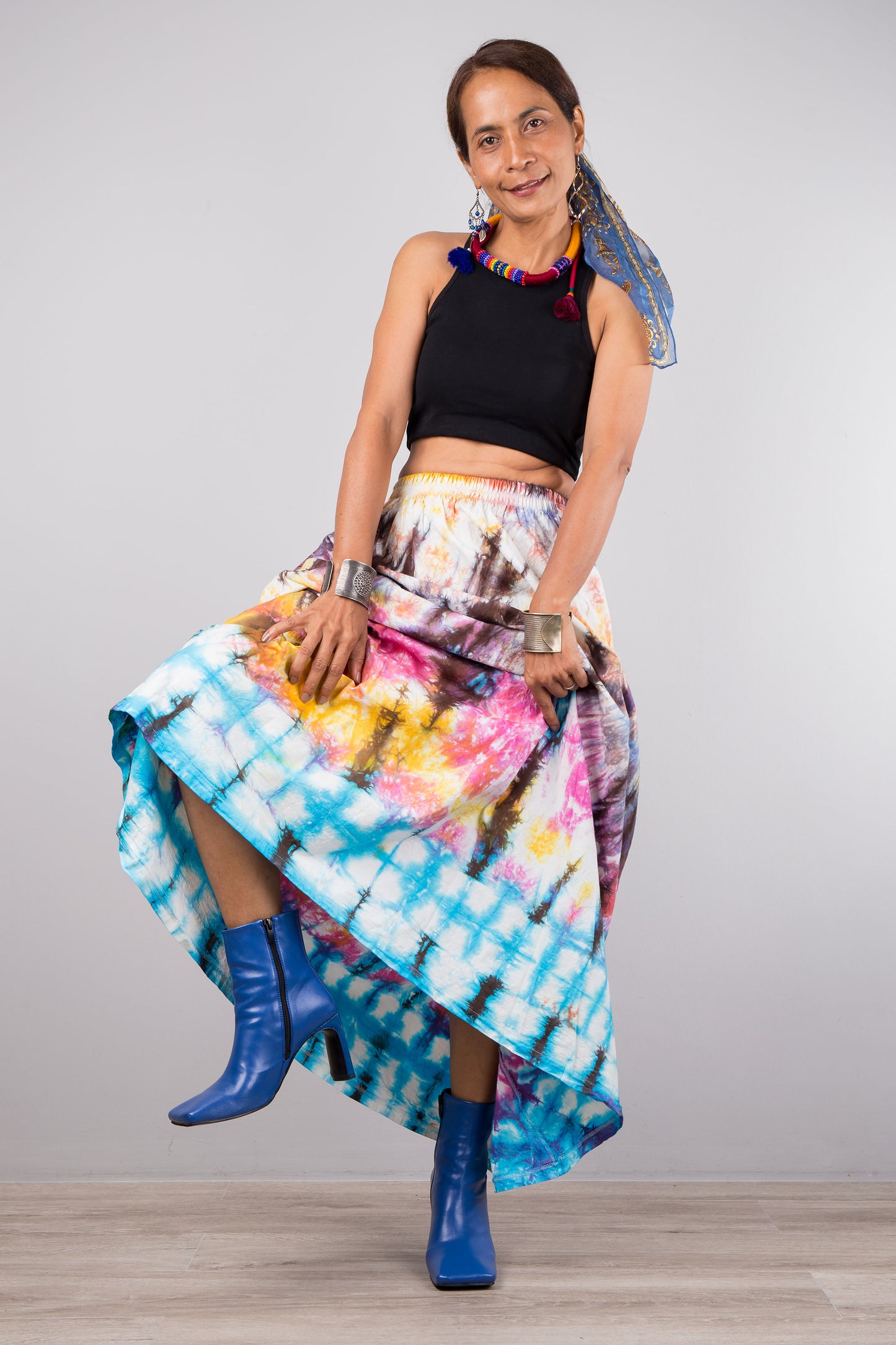 Nuichan Women's Tie dye skirt | Hippie maxi skirt online