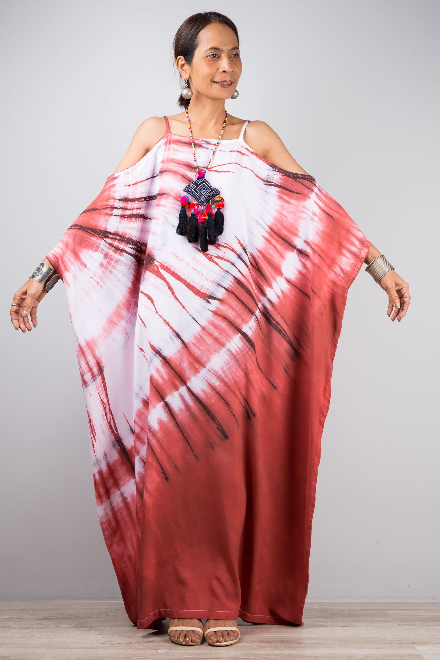 One of a kind, tie dye shibori kaftan dress by Nuichan