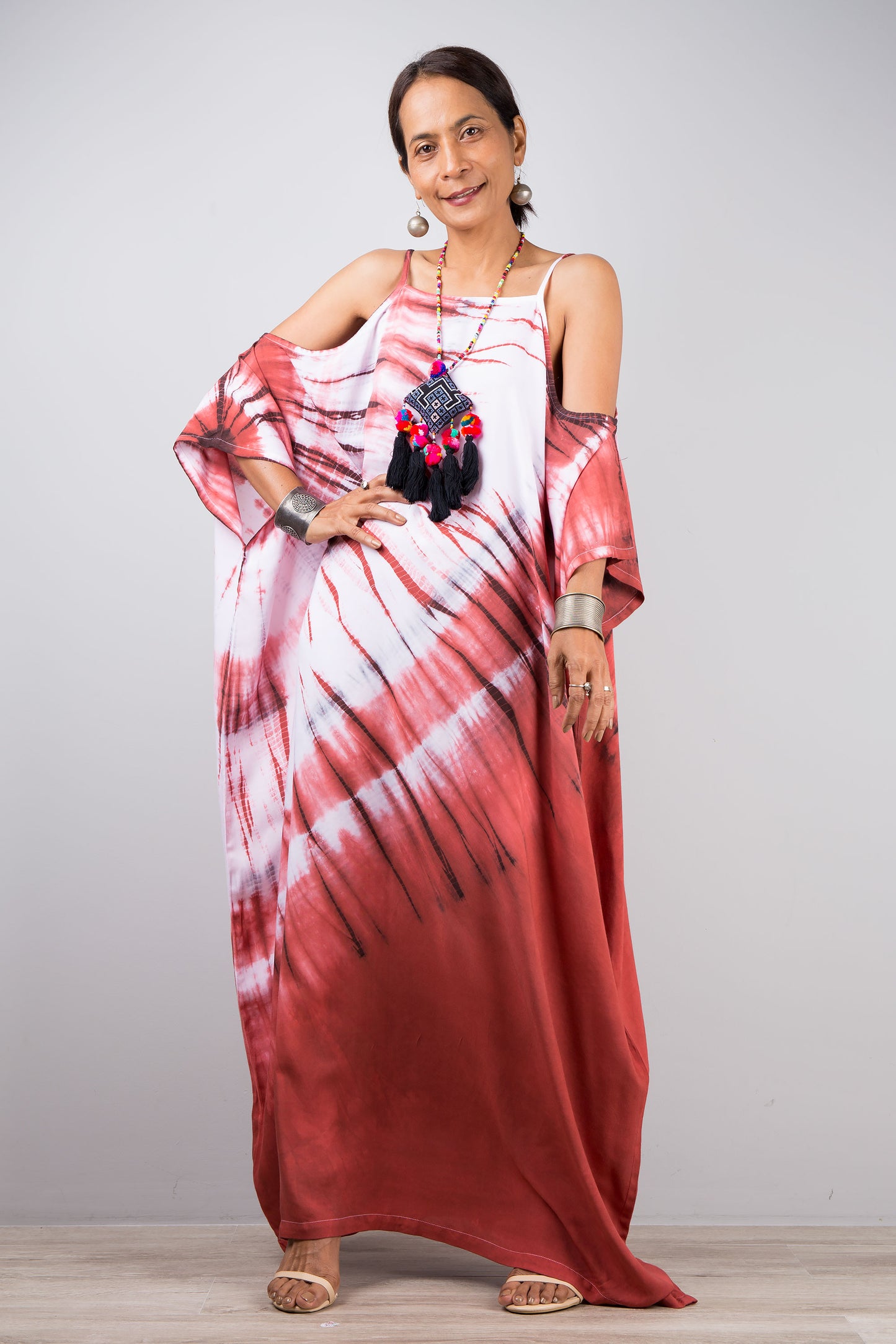 One of a kind, tie dye shibori kaftan dress by Nuichan