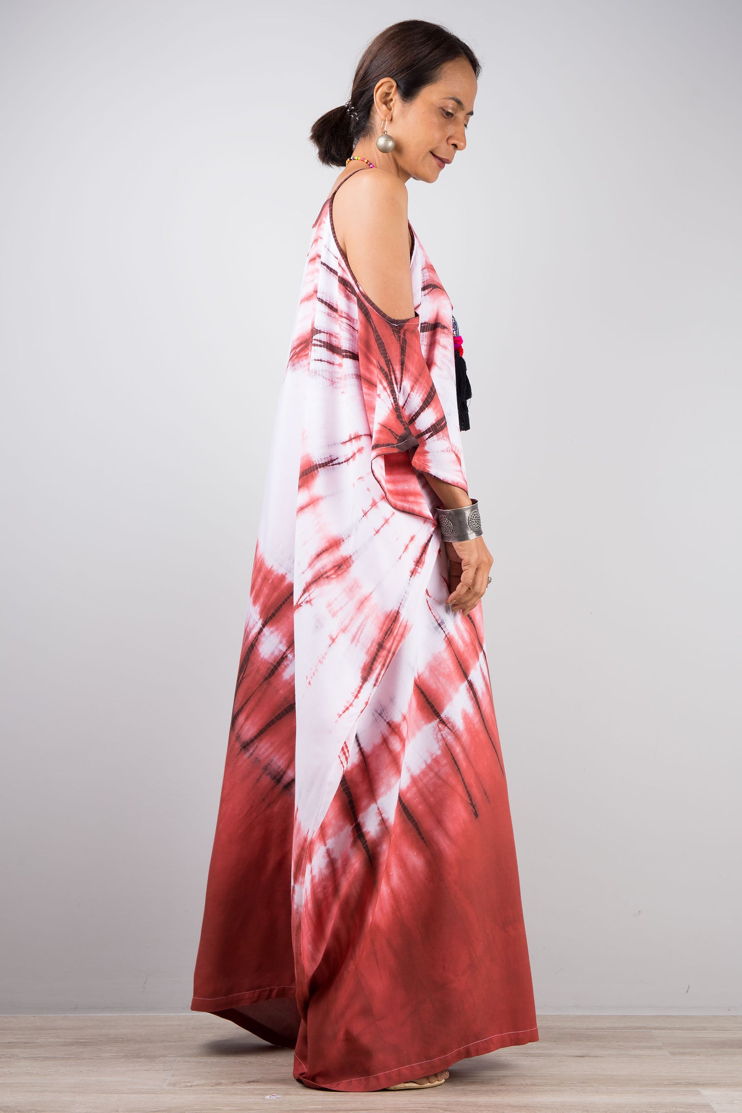 One of a kind, tie dye shibori kaftan dress by Nuichan