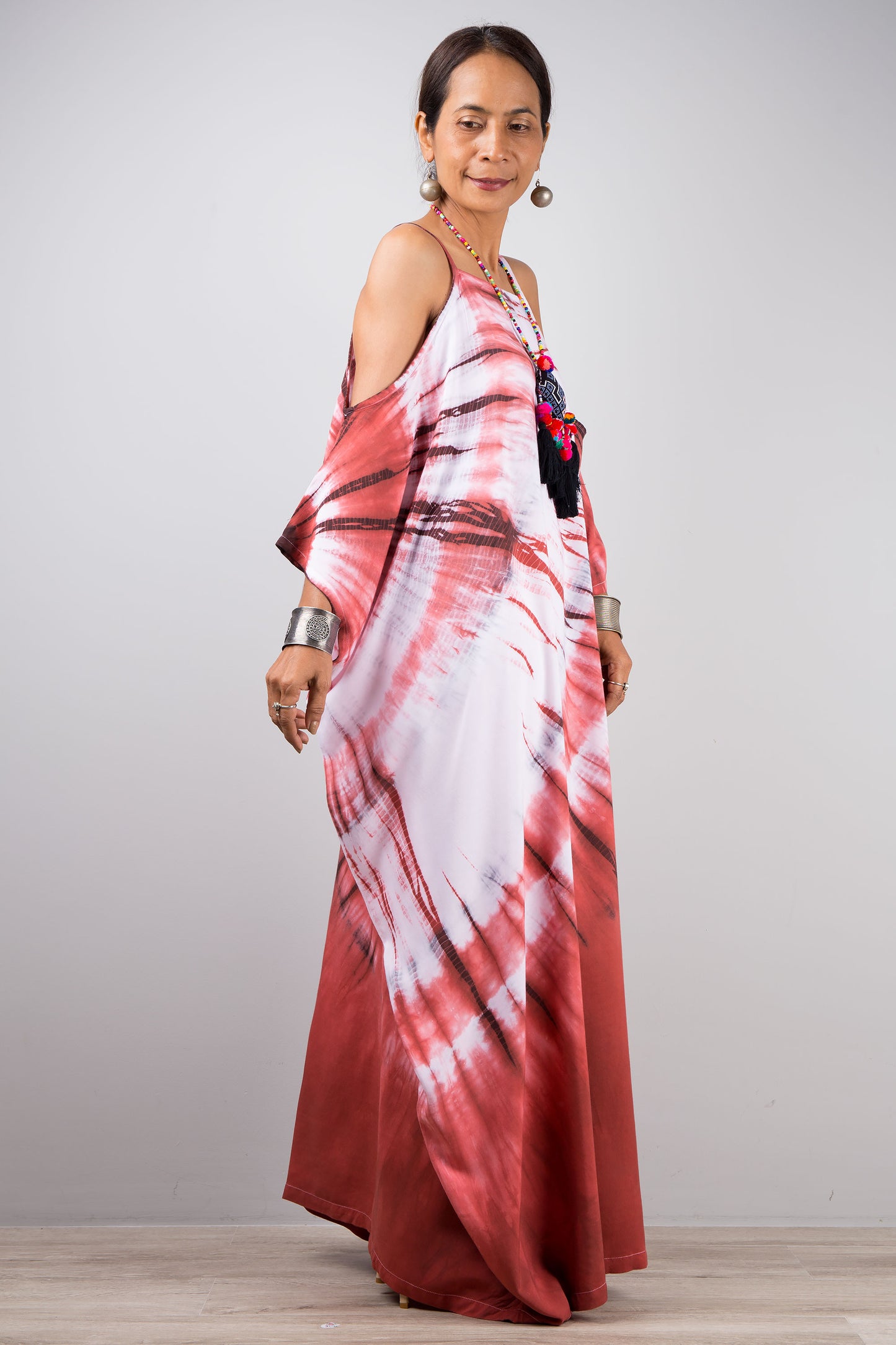 One of a kind, tie dye shibori kaftan dress by Nuichan