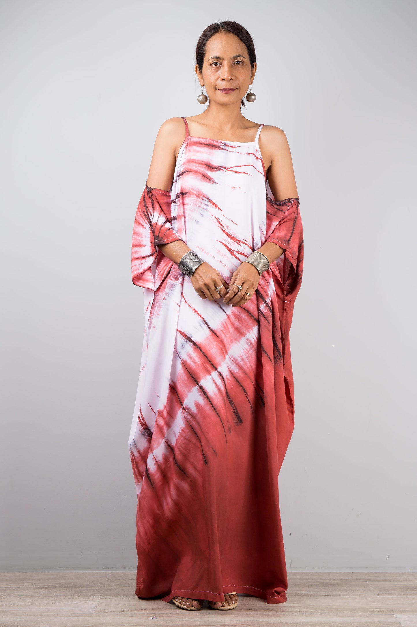 One of a kind, tie dye shibori kaftan dress by Nuichan