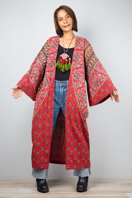 Open front Cardigan by Nuichan | Indian Cotton duster mandala print