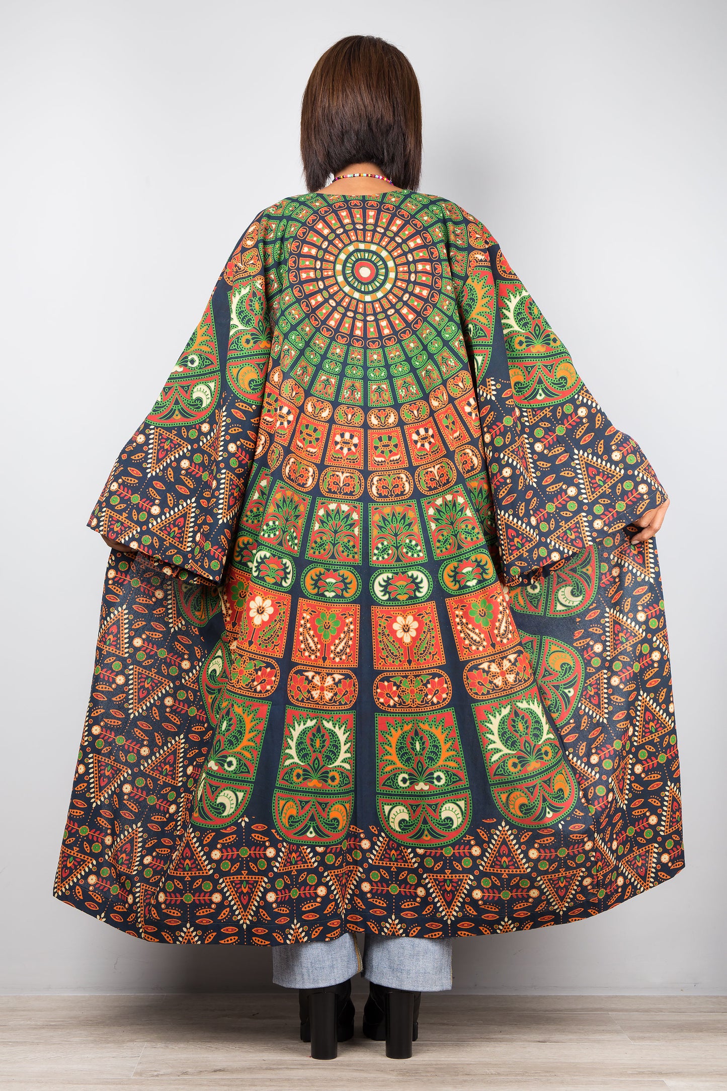 Open front Cardigan | Mandala print duster coat