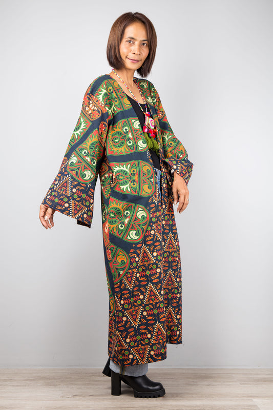 Open front Cardigan | Mandala print duster coat