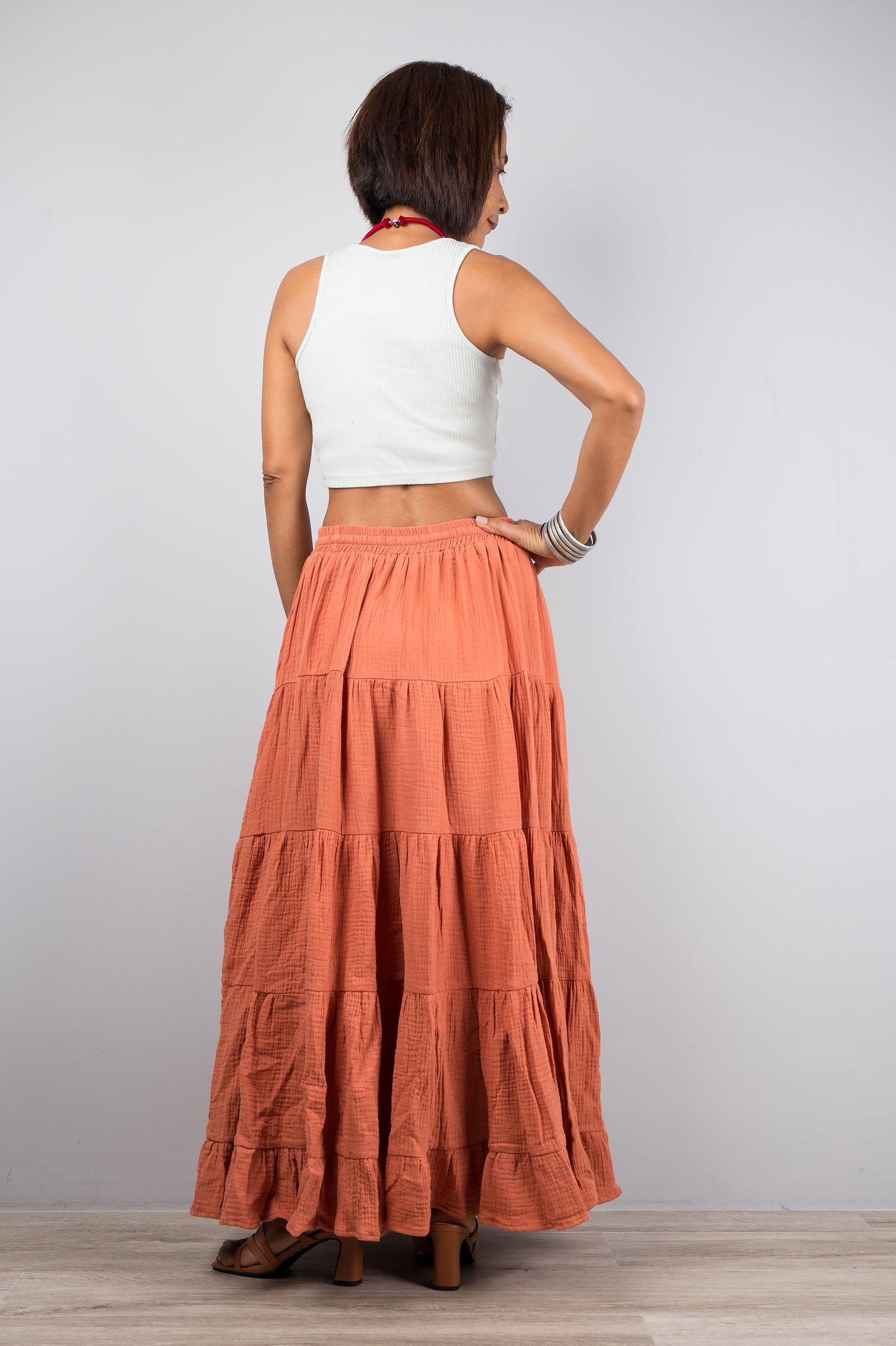 Orange women's skirt : Buy peasant maxi skirt online from Nuichan