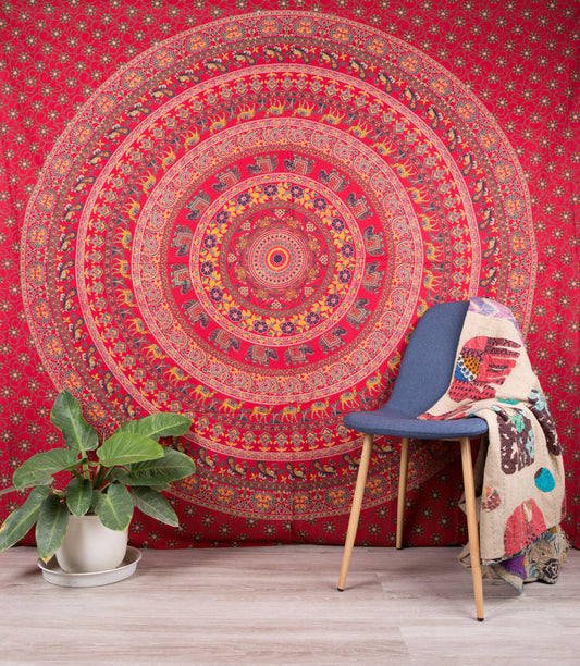 Red Elephant print Mandala