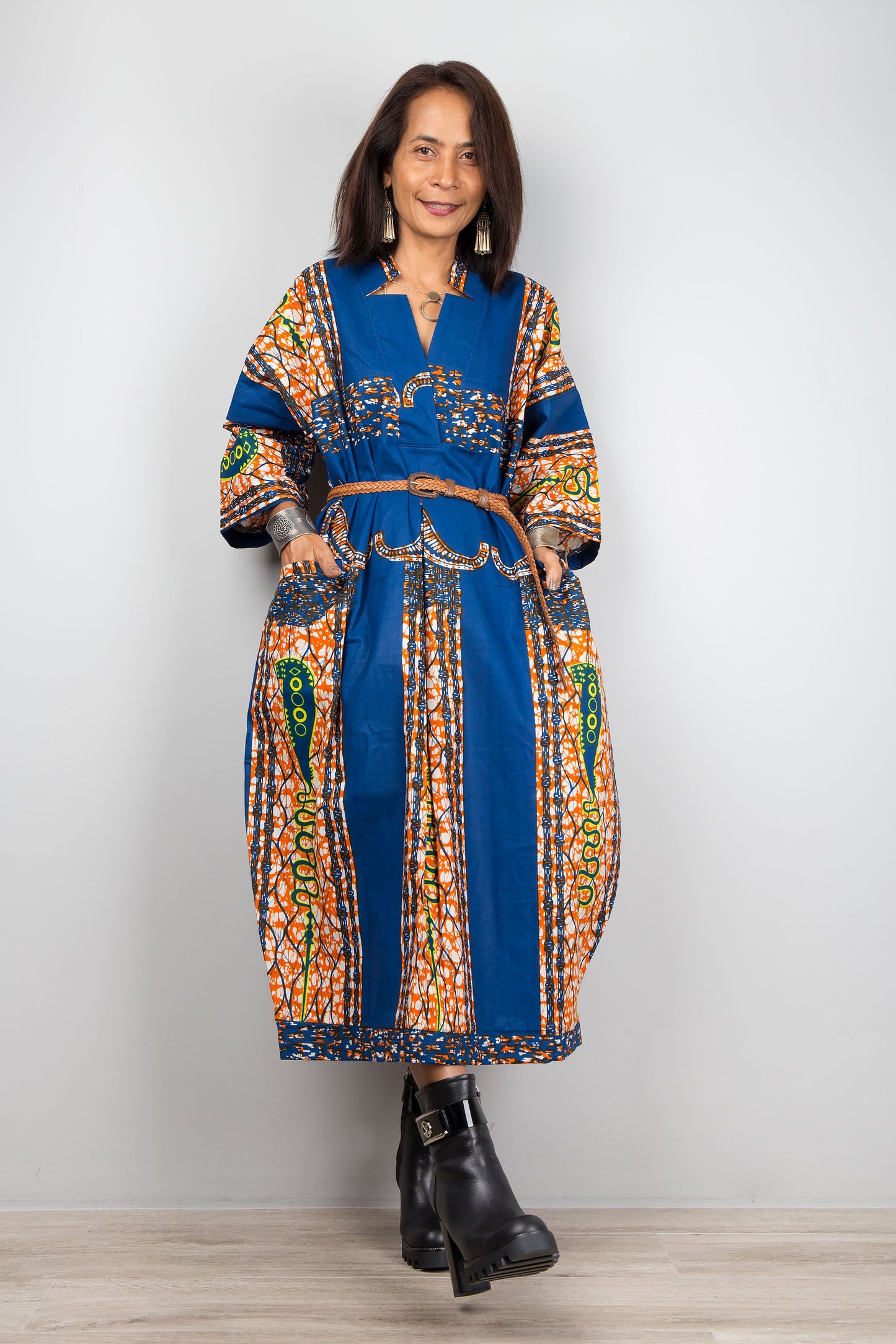 Blue and orange Ankara dress - African print Dresses