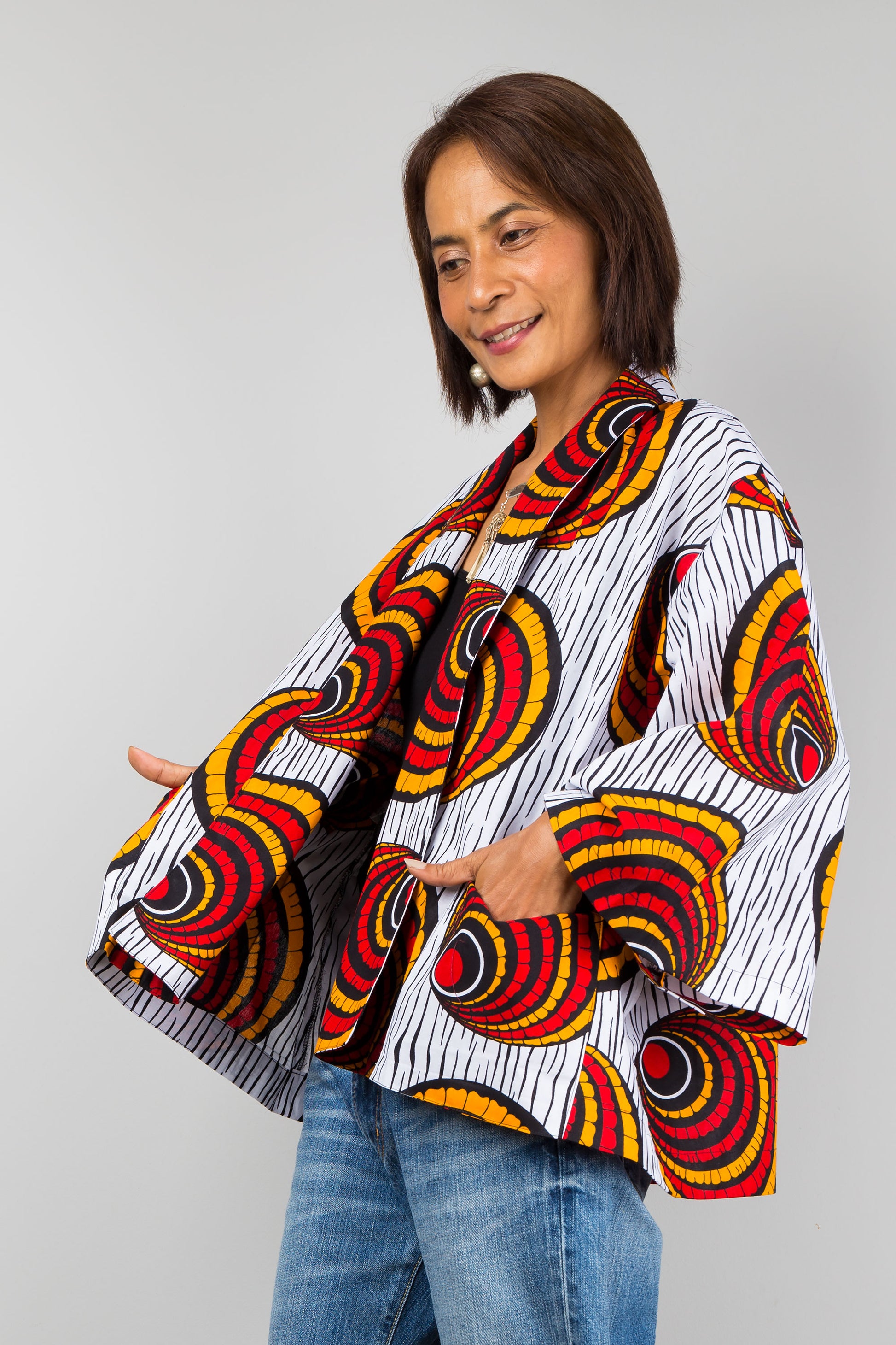 African kimono jacket top.  Short jacket top in ankara fabric