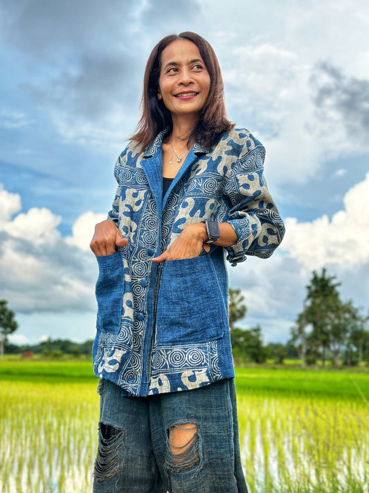 Blue hemp blazer