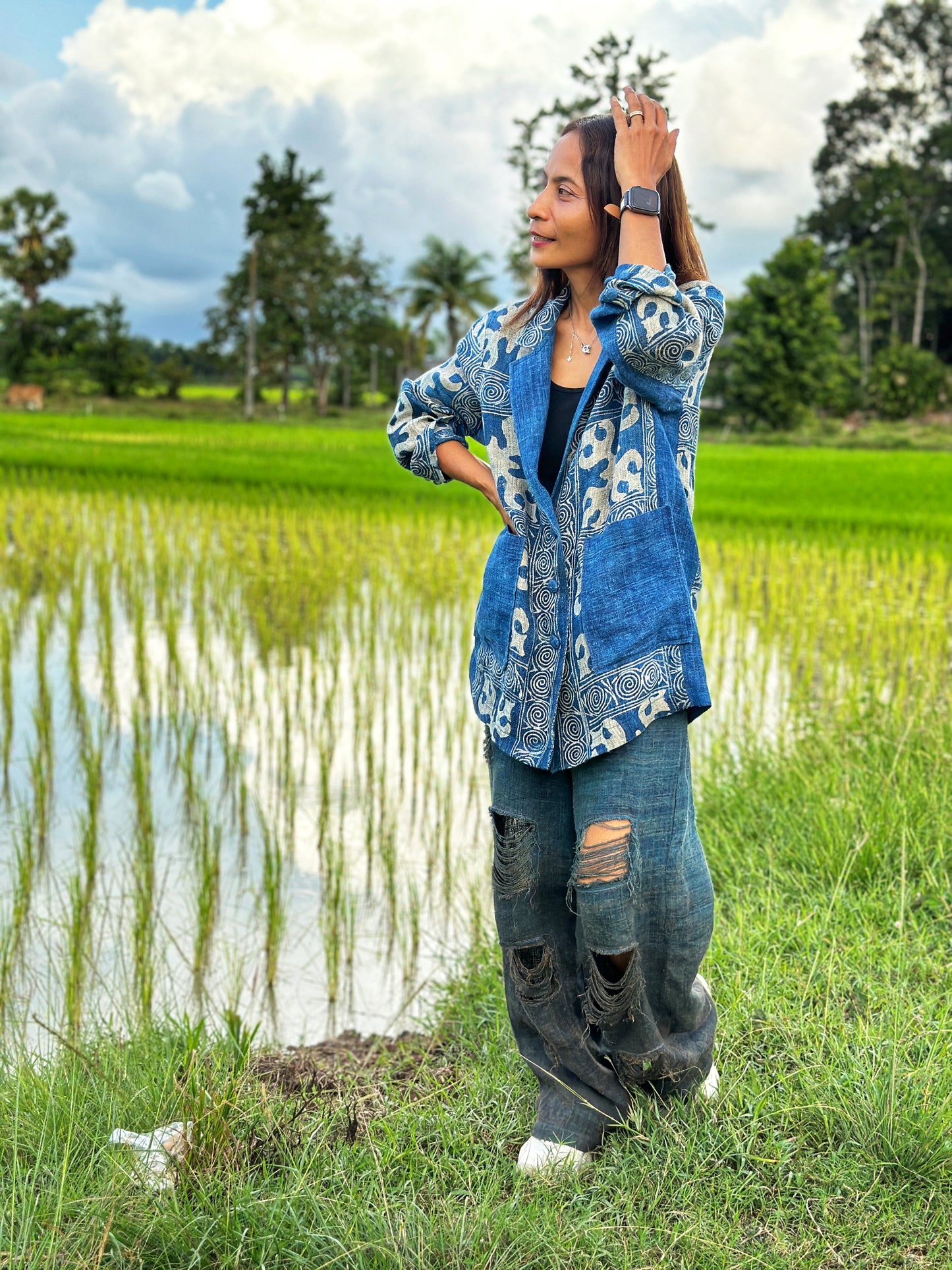 Blue hemp blazer