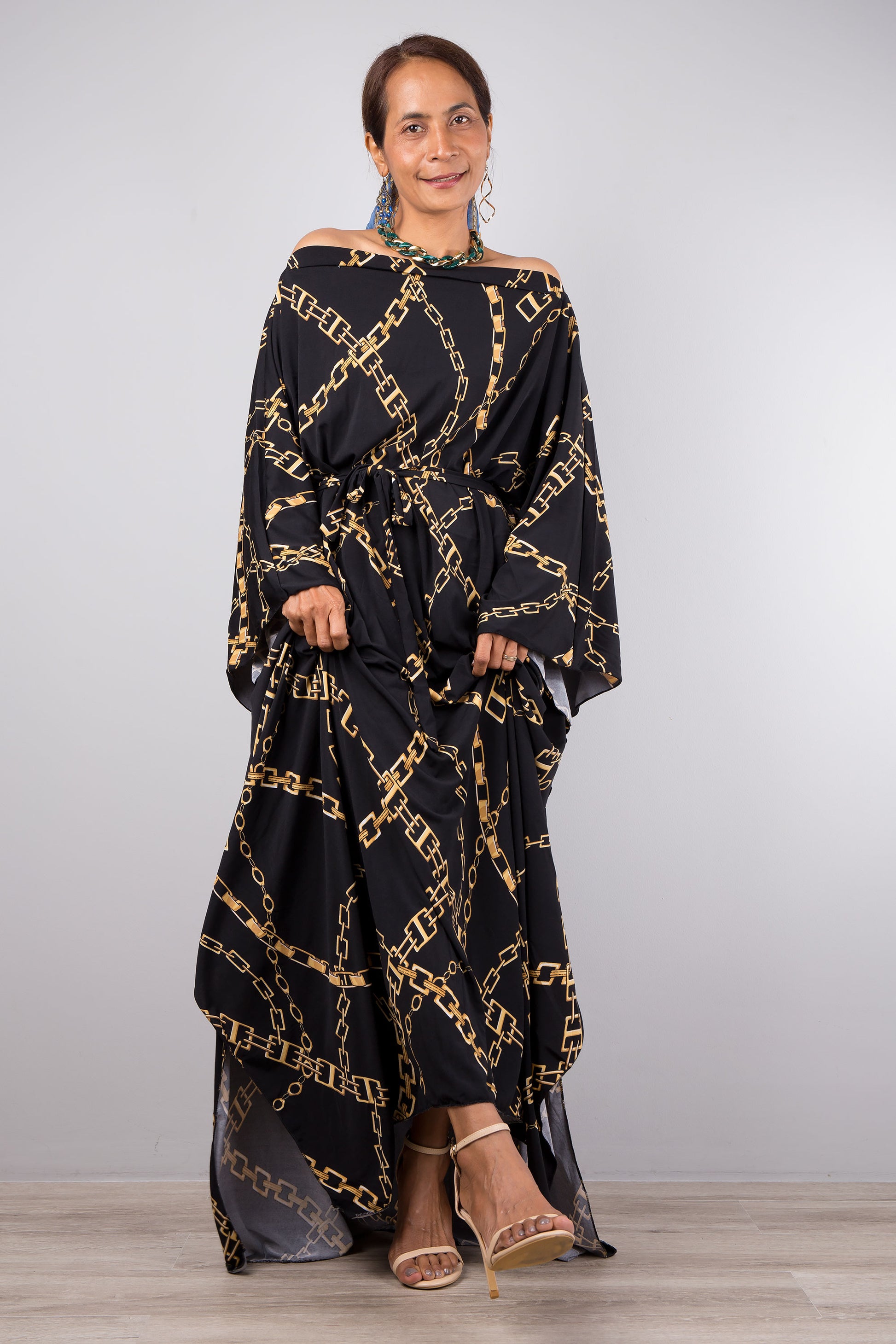 Large black kaftan dress by Nuichan