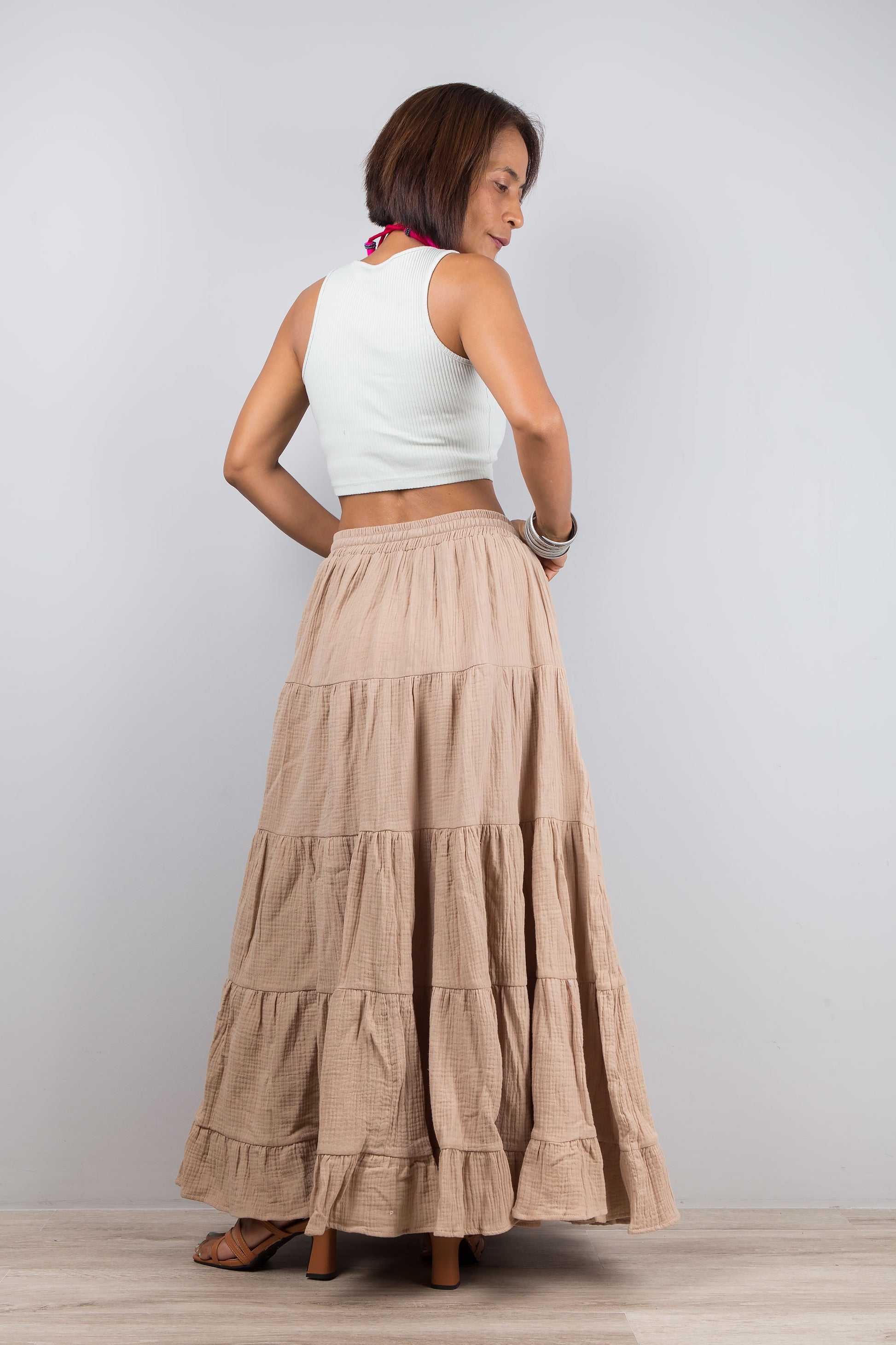 Cotton gauze skirt for women. Long soft flowing skirt by Nuichan