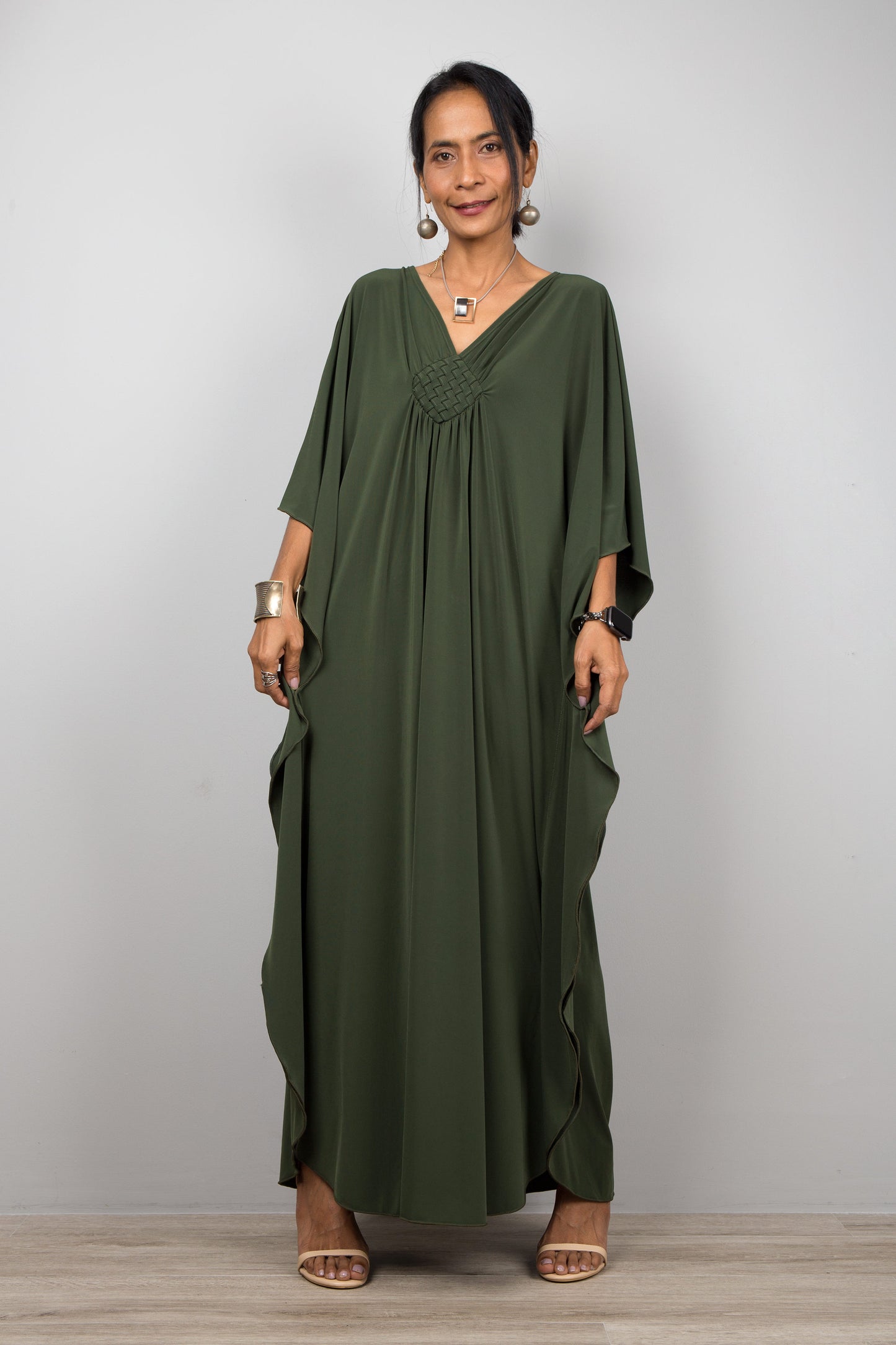 Green Kaftan Dress for Petite