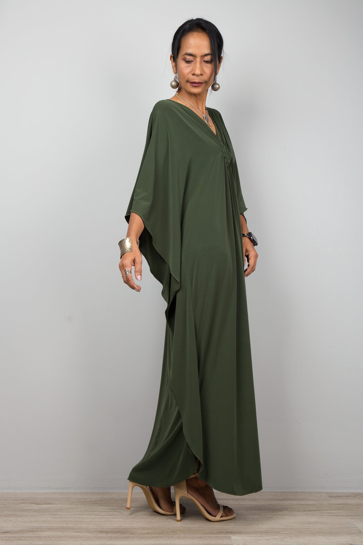 Green Kaftan Dress for Petite