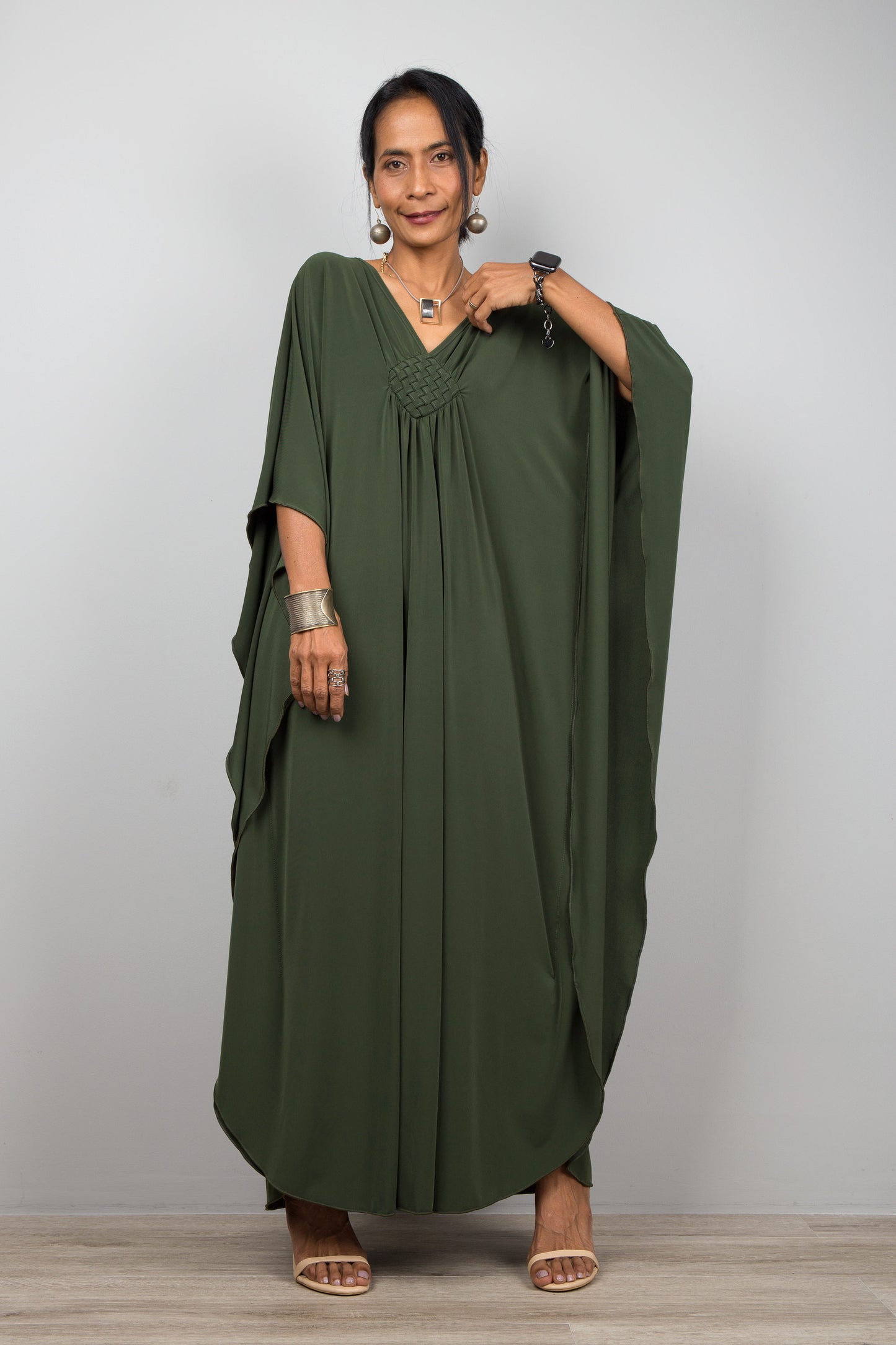 Green Kaftan Dress for Petite