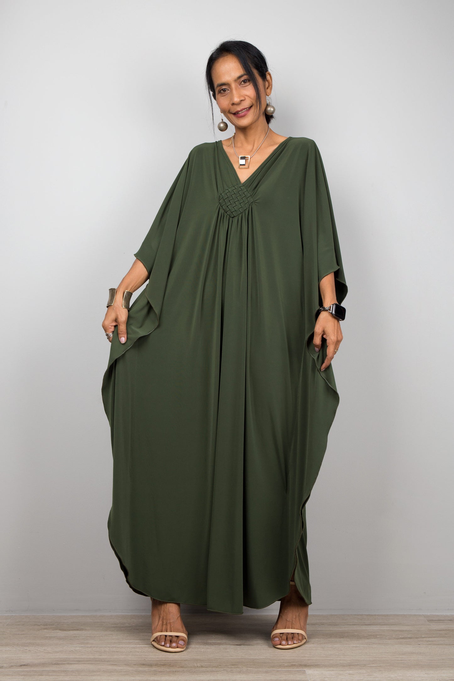 Green Kaftan Dress for Petite