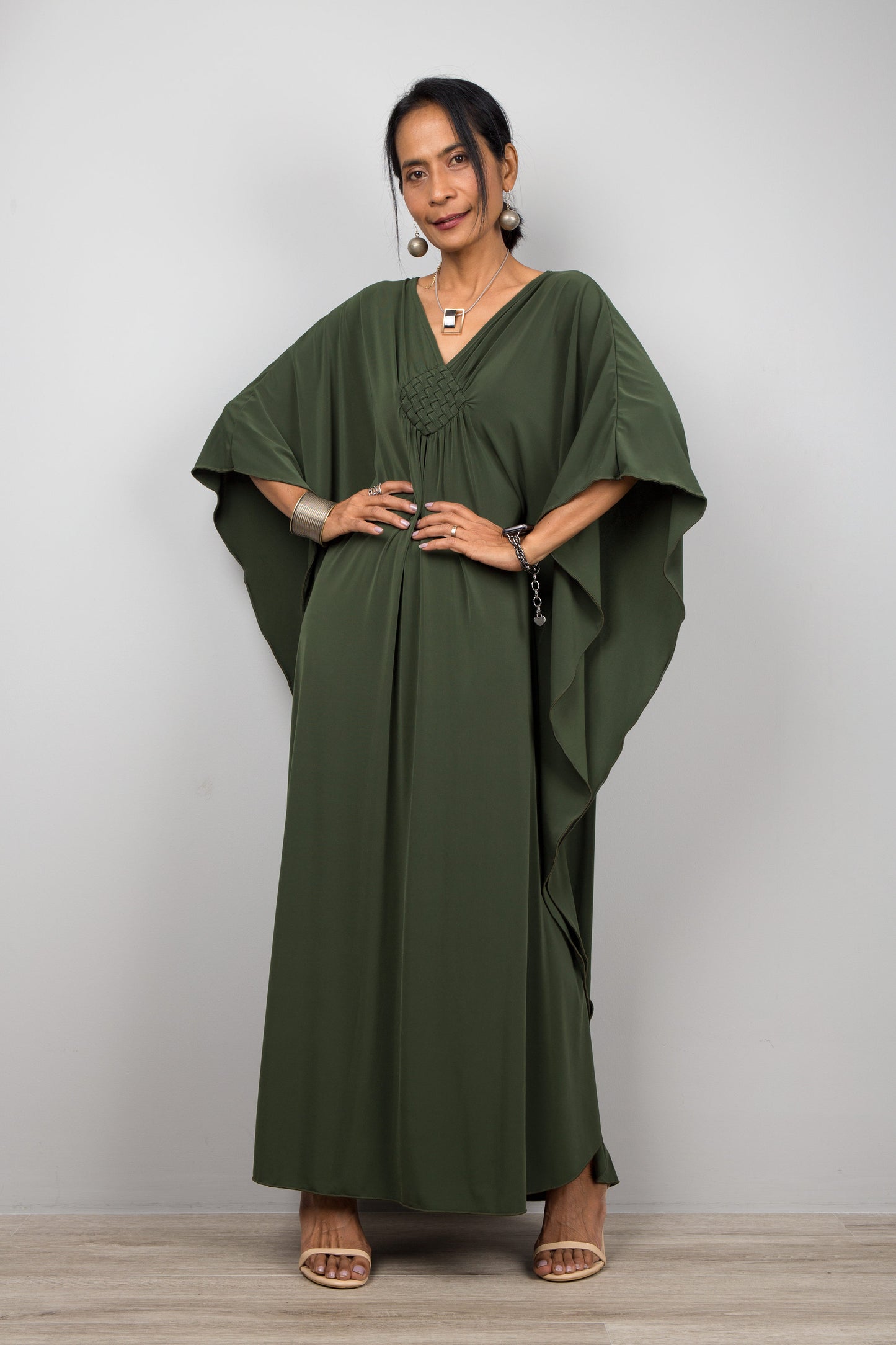 Green Kaftan Dress for Petite