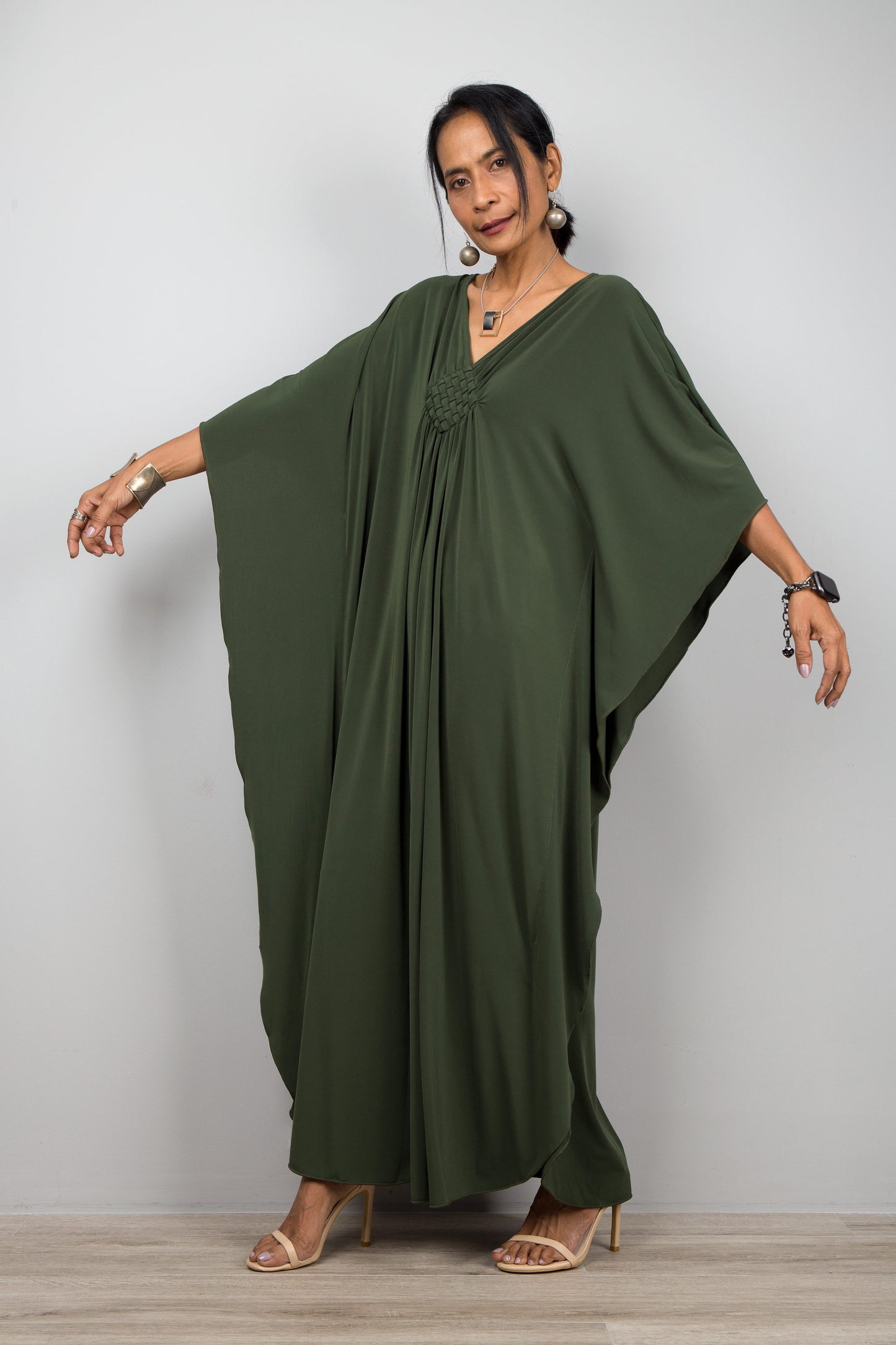 Green Kaftan Dress for Petite