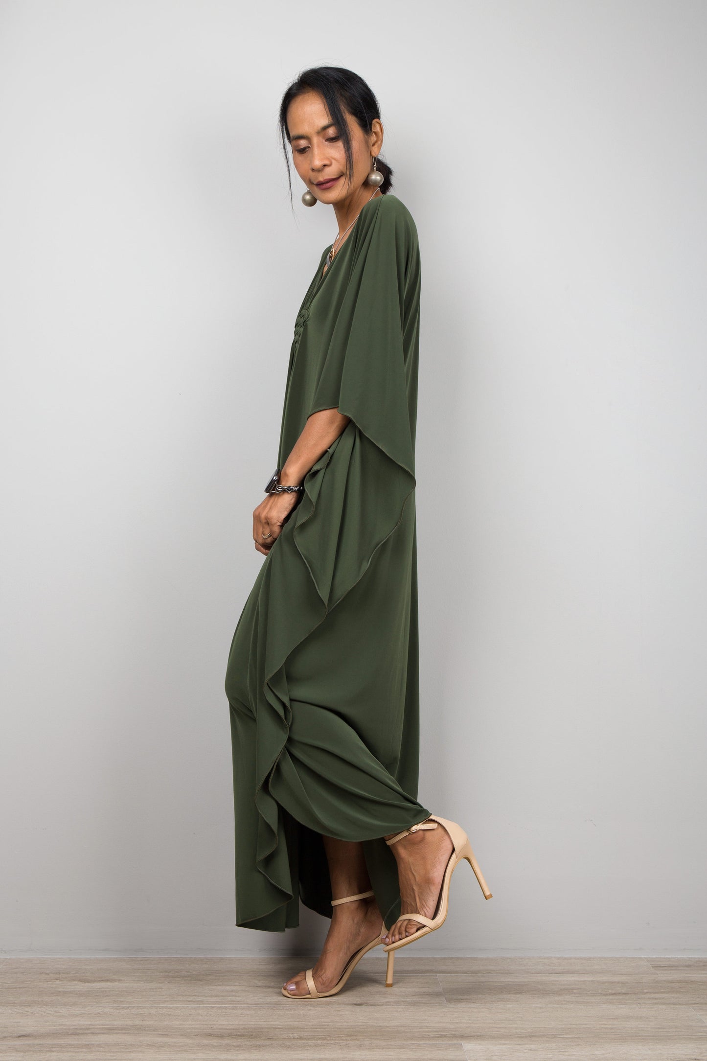 Green Kaftan Dress for Petite