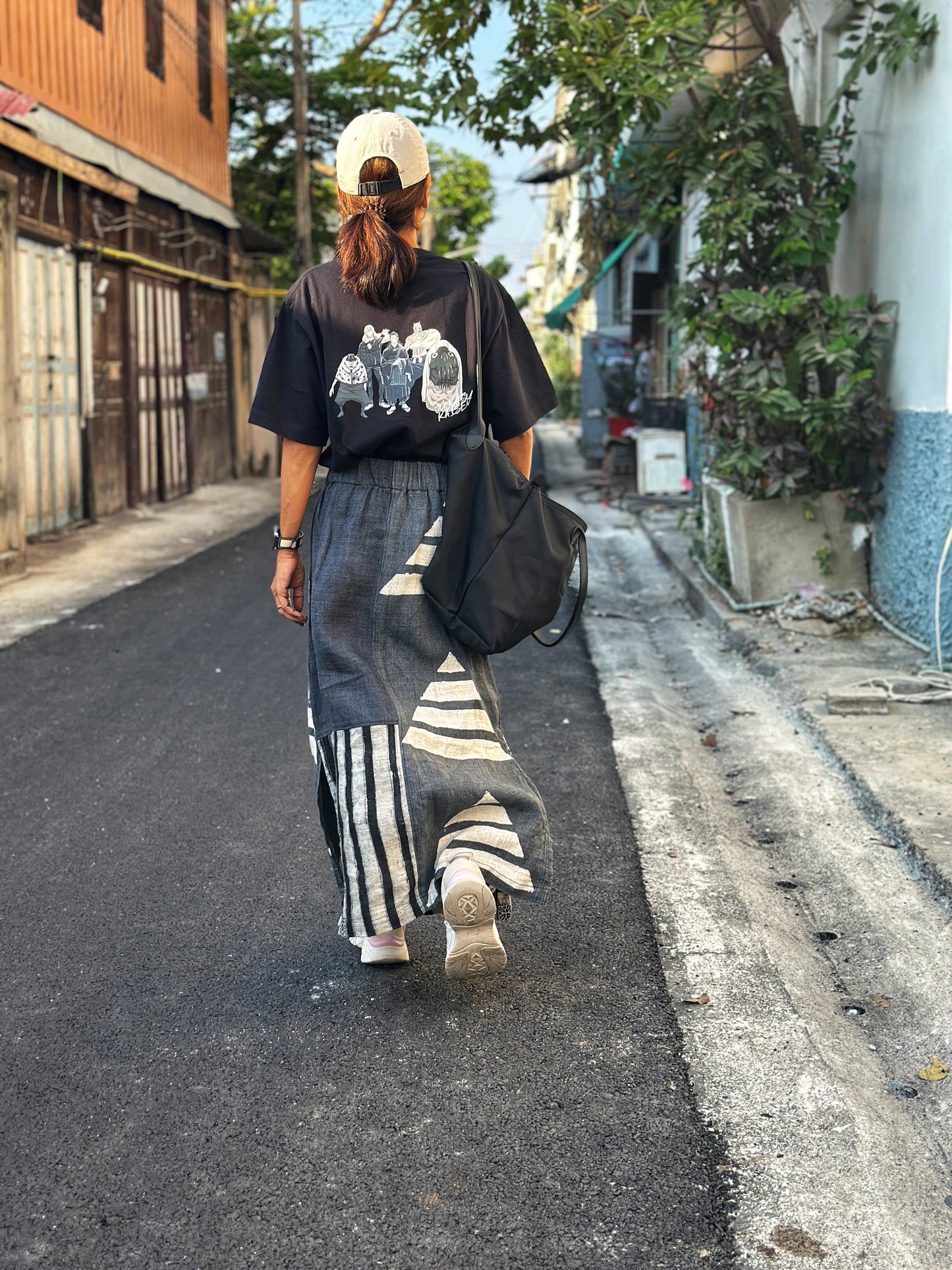 Patchwork Hemp Maxi Skirt