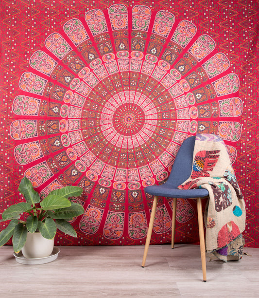 Shop red mandala tapestry, boho tapestries, wall hanging tapestries for bedroom, rustic tapestries, bohemian style tapestries