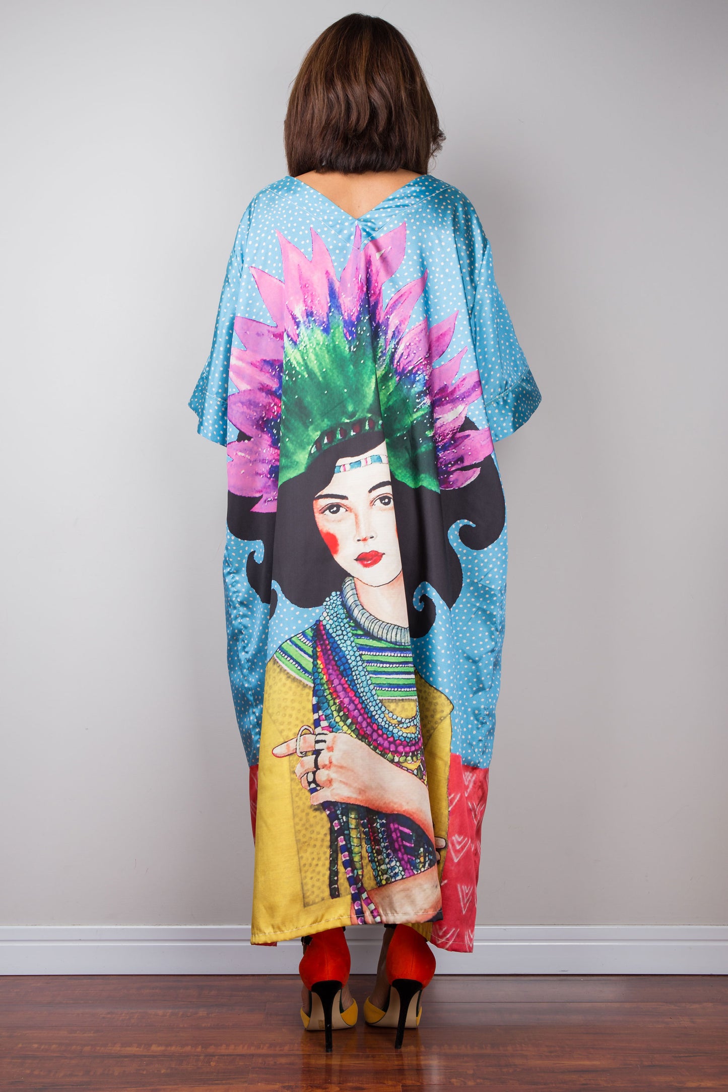 Silk satin kaftan dress