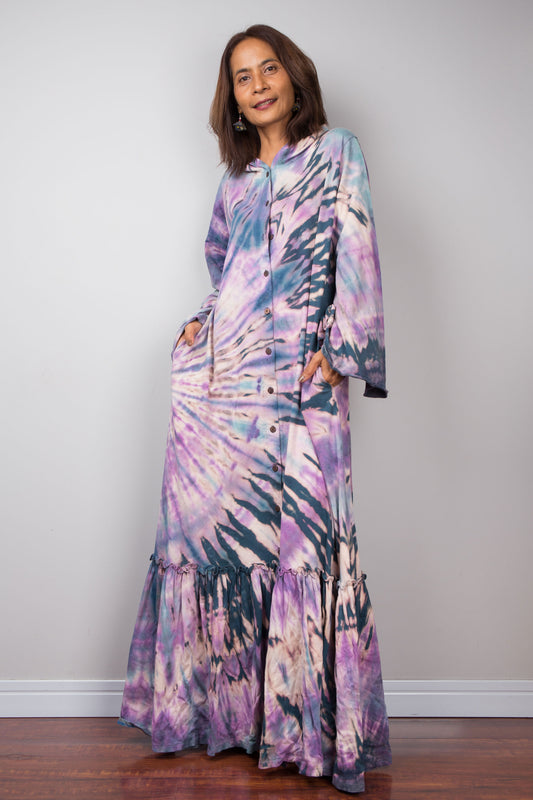 Tie dye hoodie button dress