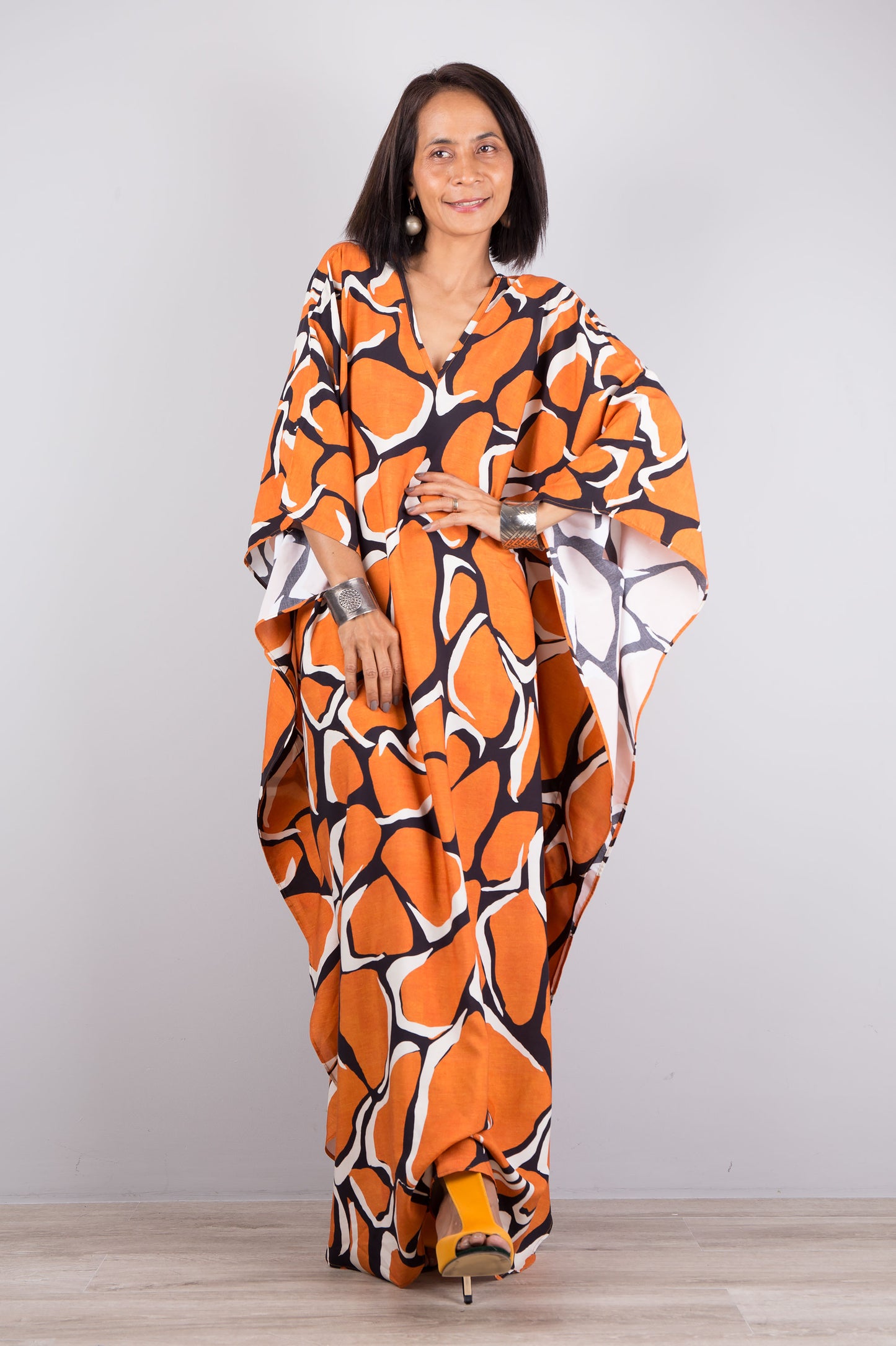 Loose fit dress by Nuichan - Orange caftan