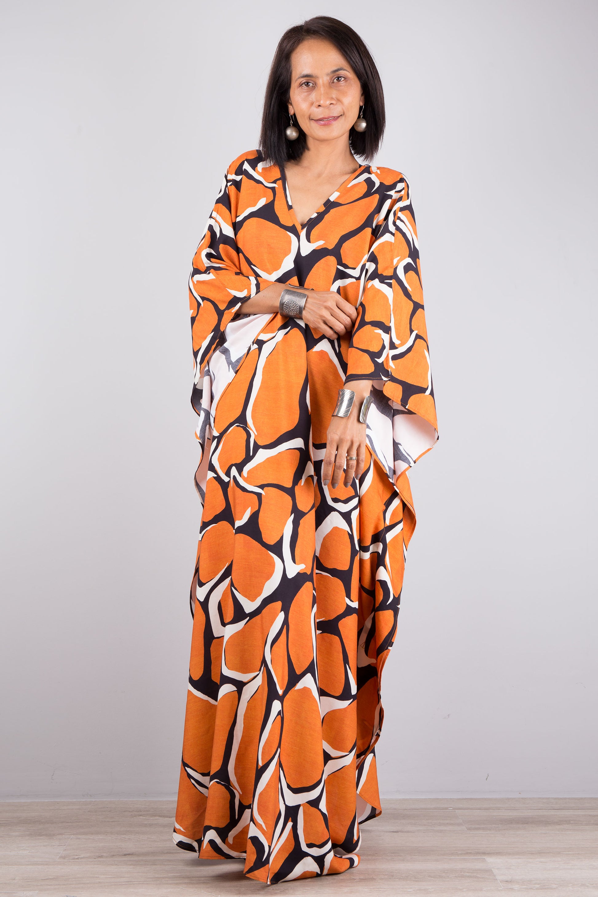 Large kaftan dress - Orange caftan by Nuichan