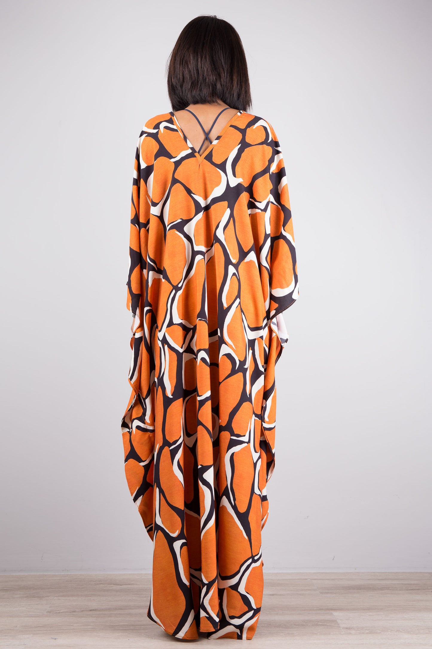 Loose fit caftan by Nuichan - orange maxi dress