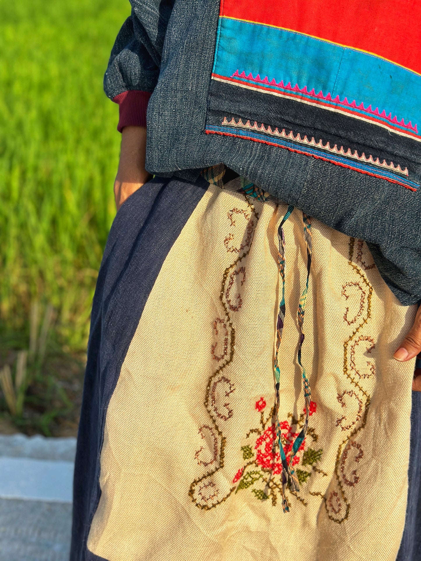 Patchwork Skirt with Embroidery