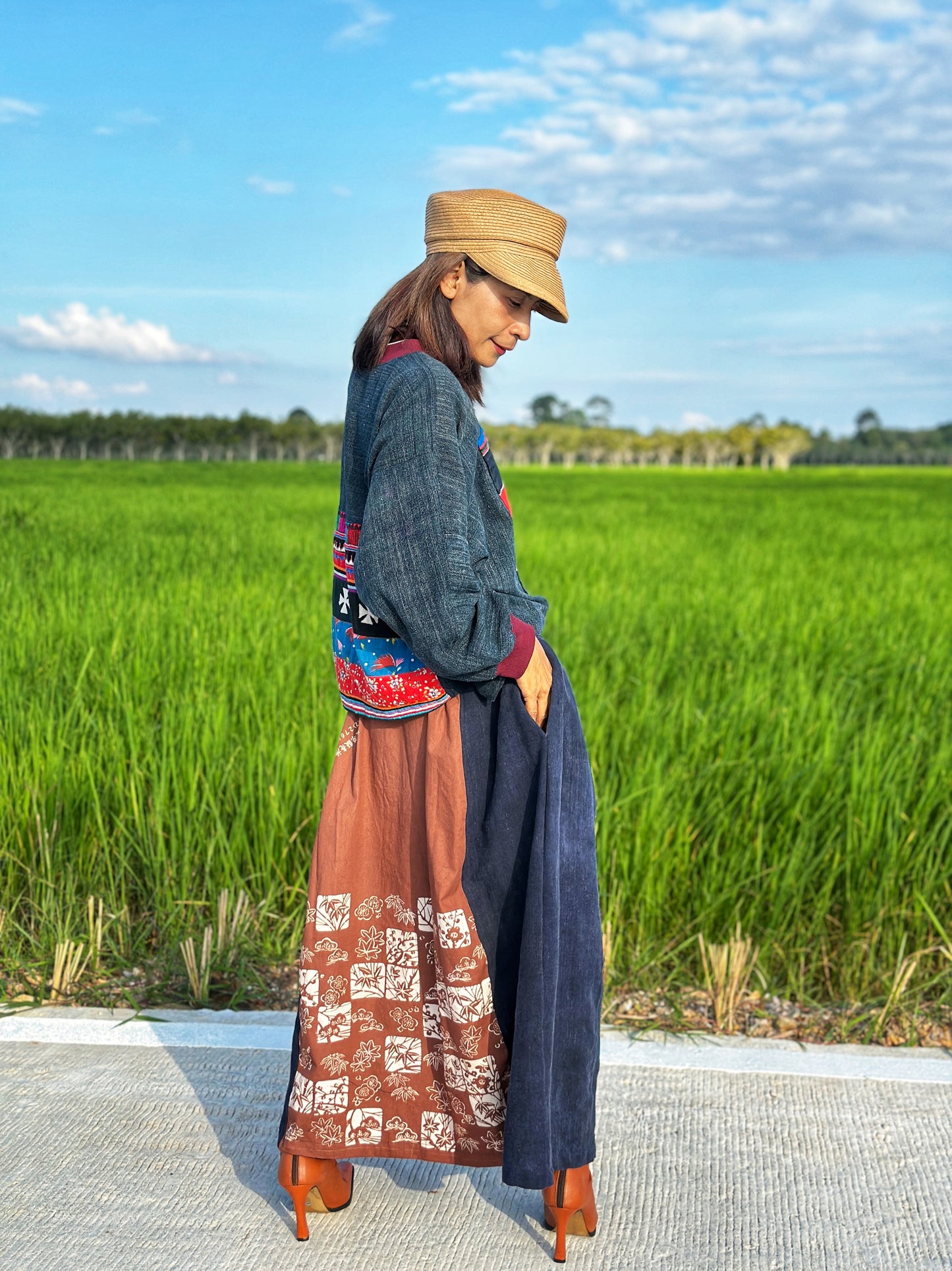 Patchwork Skirt with Embroidery