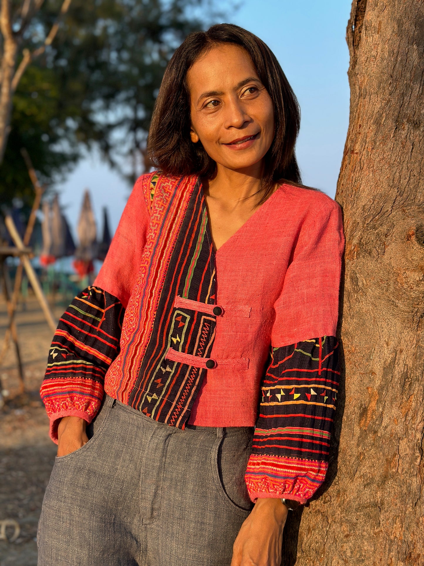 Pink hemp blouse top